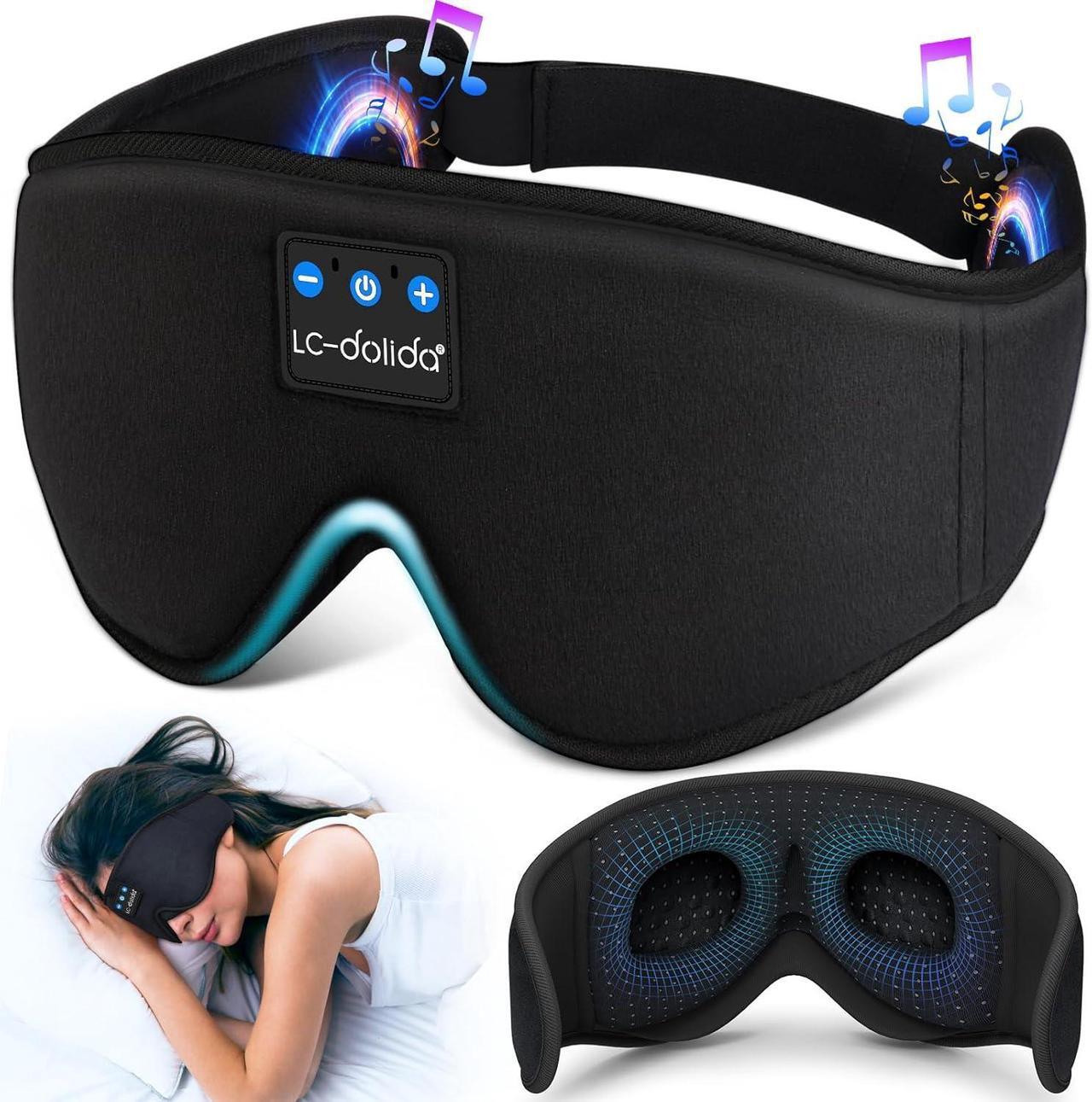 Main image of LC-dolida Sleep Headphones, 3D Sleep Mask Bluetooth Wireless Music Eye Mask, Sleeping Headphones for Side Sleepers Sleep Mask with Bluetooth Headphones Ultra-Thin Stereo Speakers Perfect for Sleeping