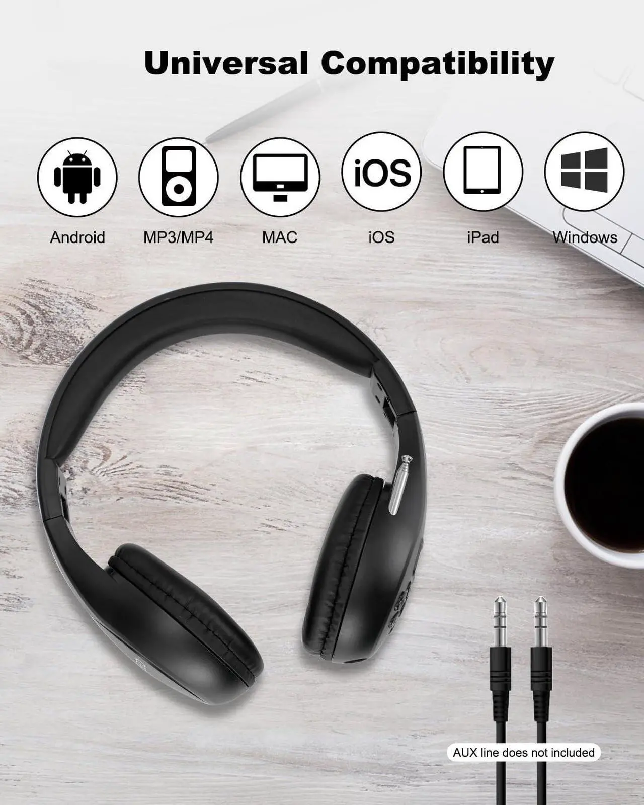 Alt view image 7 of 7 - Portable Personal FM Radio Headphones with Best Reception, Walkman Wireless Headset FM Radio Ear Muffs for Walking, Jogging Powered by 2 AA Batteries(Not Included) -Black