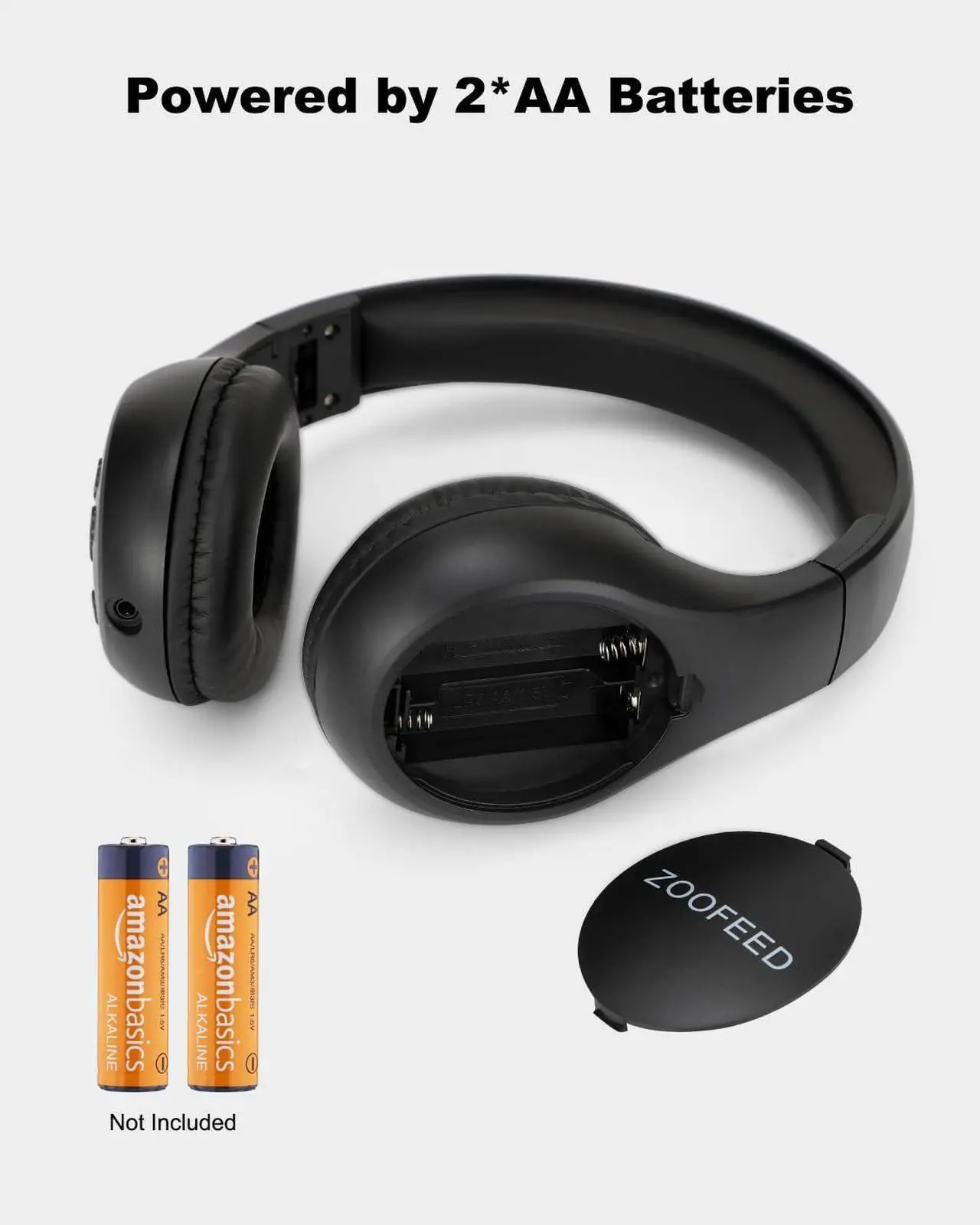 Alt view image 4 of 7 - Portable Personal FM Radio Headphones with Best Reception, Walkman Wireless Headset FM Radio Ear Muffs for Walking, Jogging Powered by 2 AA Batteries(Not Included) -Black