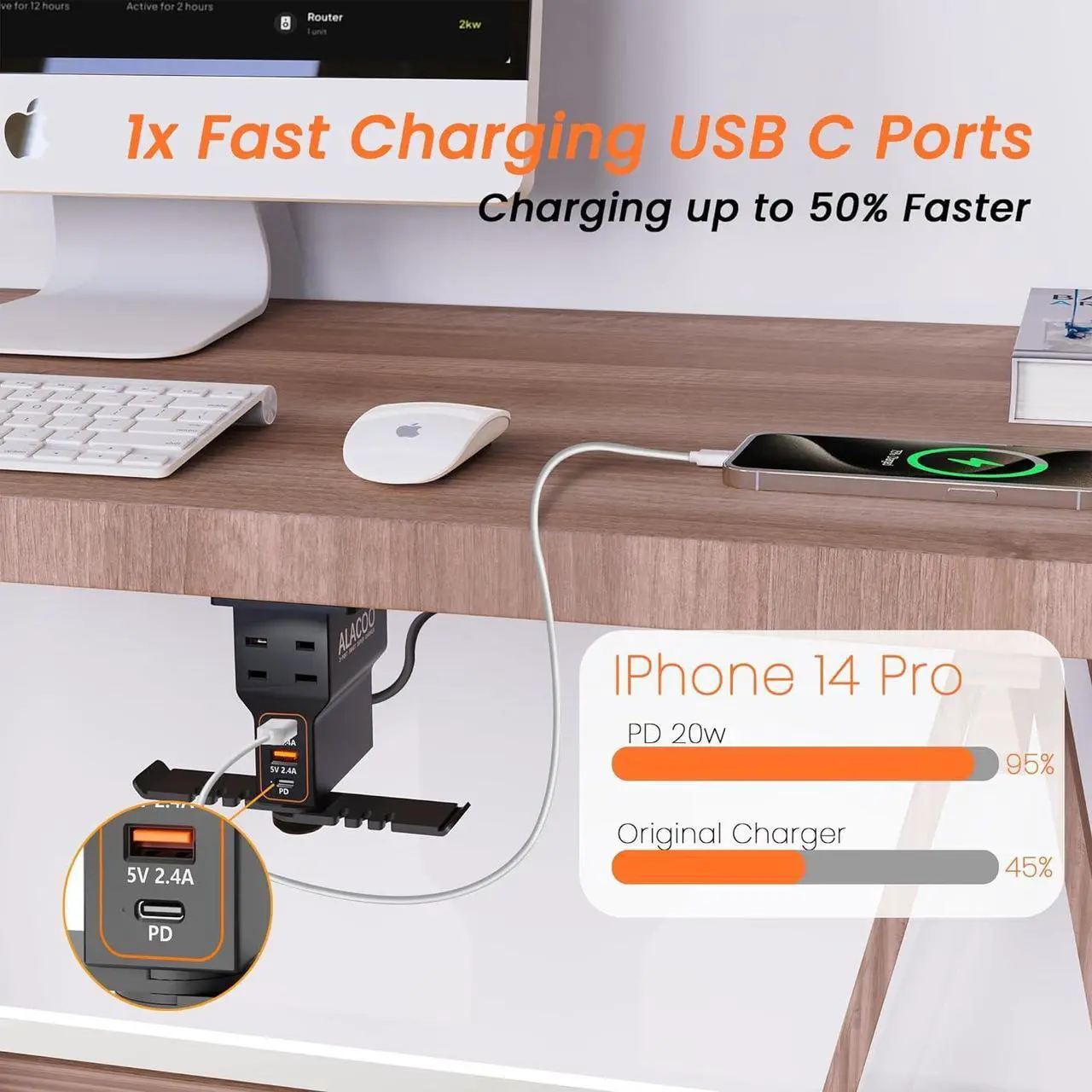 Alt view image 4 of 7 - Headset Holder for Desk, Dual Headphone Stand, PC Gaming Headphones Hanger Hook Under Desk with (QC3.0) 3 USB Charging Station & 2 AC Outlet(800W) for All Earphone Accessories Gamer Gift