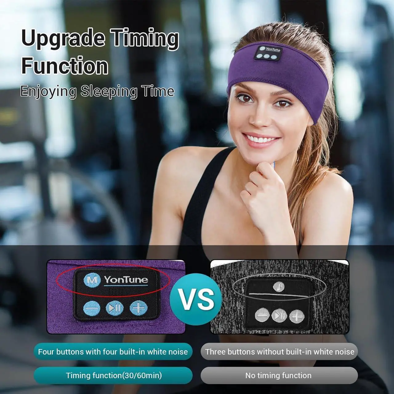 Alt view image 2 of 7 - Youtune Sleep Headphones,Wireless Bluetooth Sports Headband Headphones with HD Stereo Speakers,Noise Cancel Earphones for Sleeping, Running, Yoga, Ideal Gifts for Men, Women, Teens