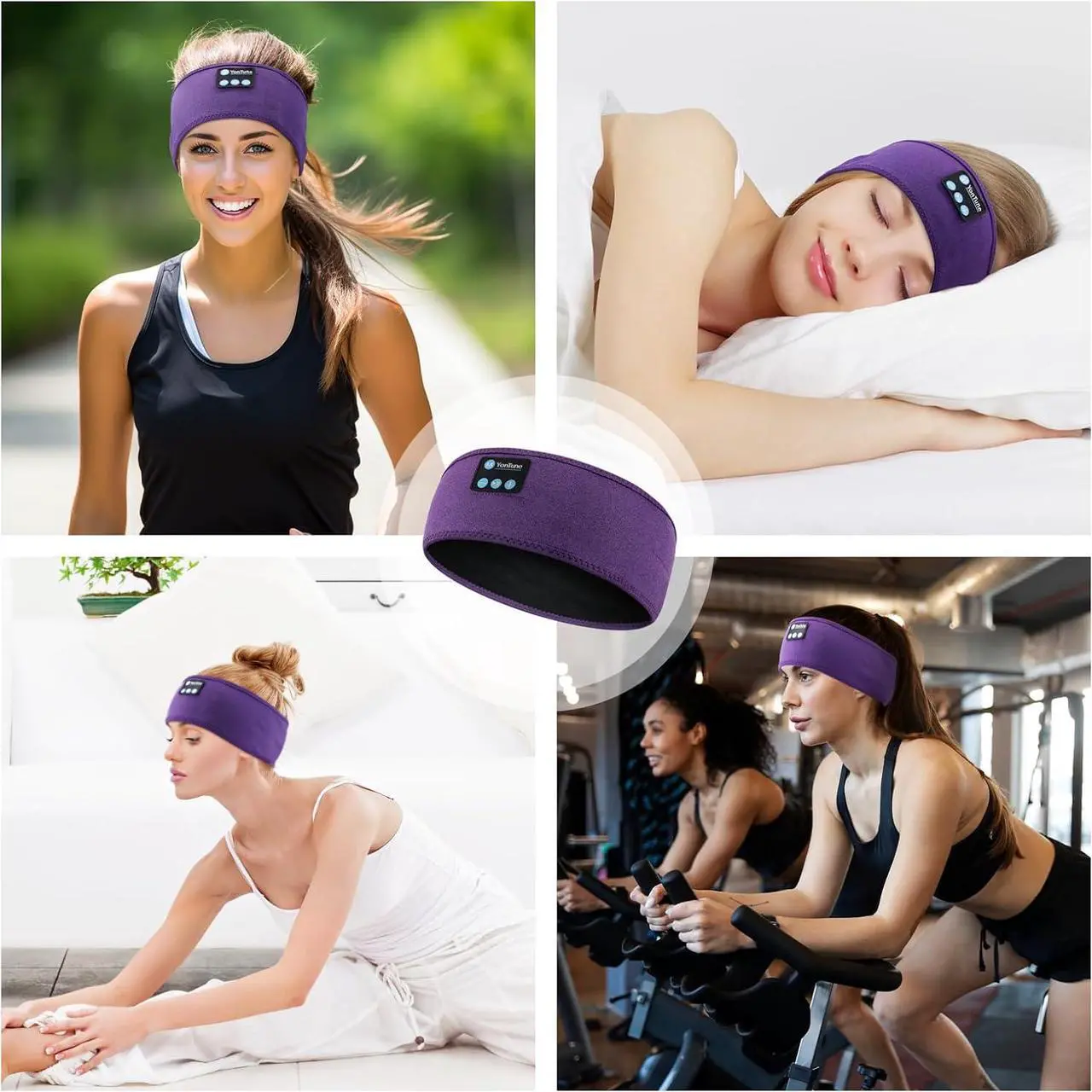 Alt view image 3 of 7 - Youtune Sleep Headphones,Wireless Bluetooth Sports Headband Headphones with HD Stereo Speakers,Noise Cancel Earphones for Sleeping, Running, Yoga, Ideal Gifts for Men, Women, Teens