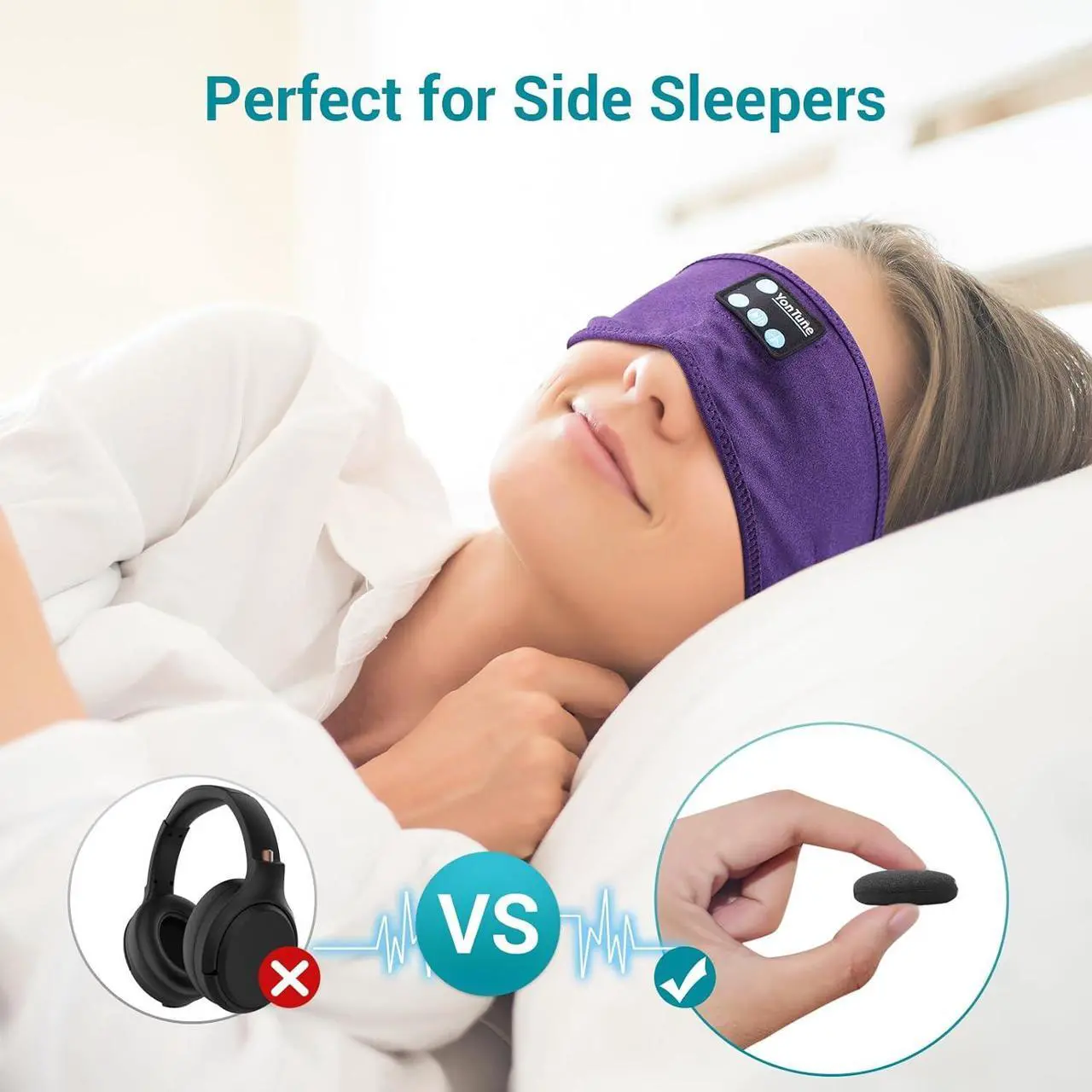 Alt view image 4 of 7 - Youtune Sleep Headphones,Wireless Bluetooth Sports Headband Headphones with HD Stereo Speakers,Noise Cancel Earphones for Sleeping, Running, Yoga, Ideal Gifts for Men, Women, Teens