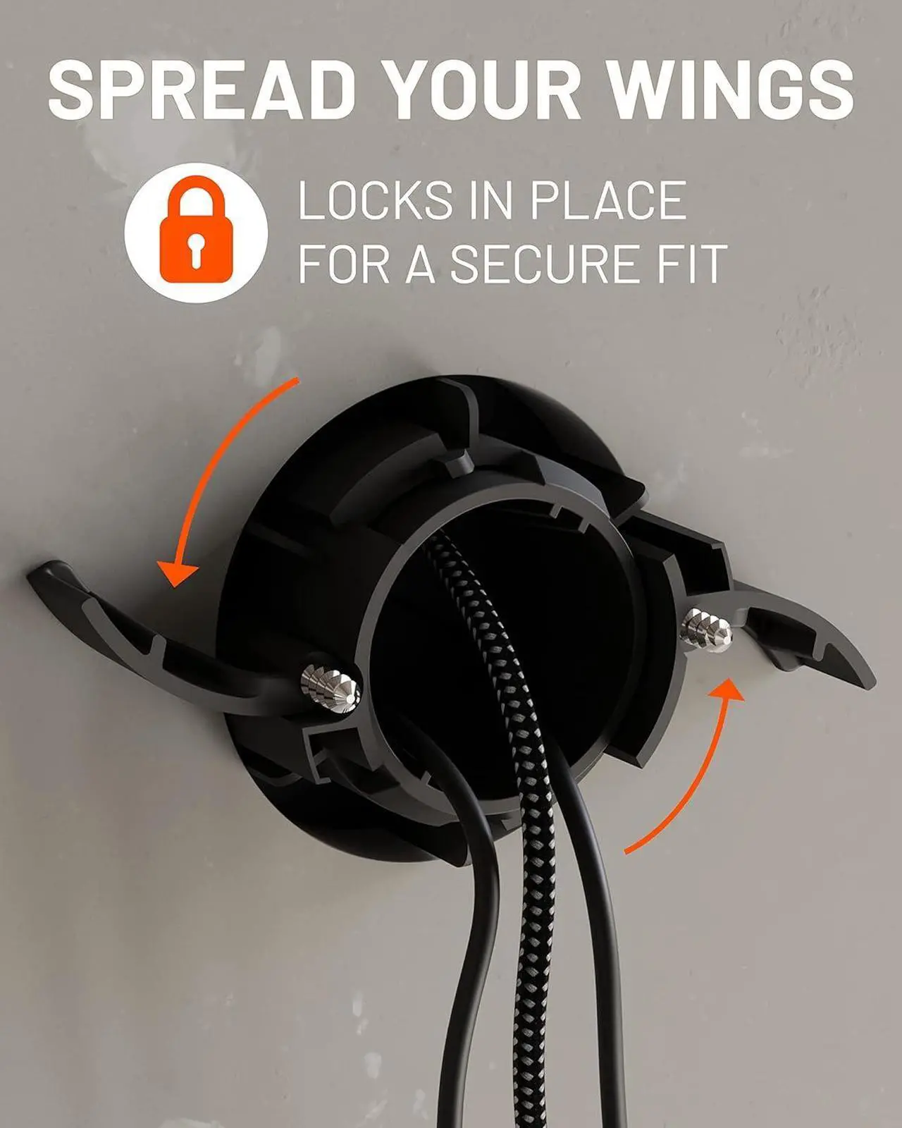 Alt view image 6 of 7 - ECHOGEAR TV Cord Hider - 2.5" Mini in Wall Cable Management Kit Cord Concealer for Wall Mounted TVs - Easy 3-Step Install w/Locking Winged Grommets for Secure Fit - Black
