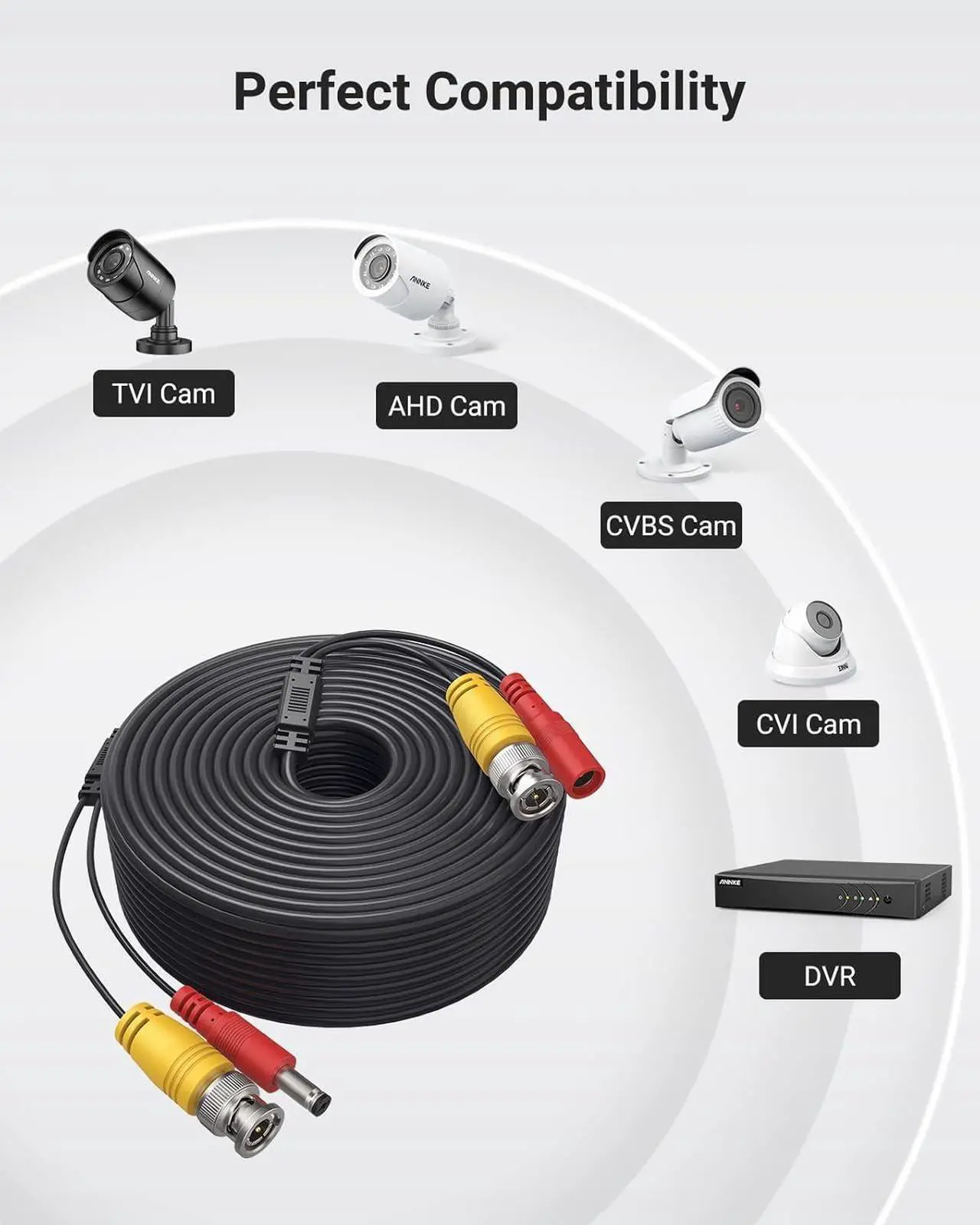 Alt view image 4 of 7 - ANNKE (4) 150 Feet Video Power Cable for Security Camera System, All-in-One BNC Extension Surveillance Camera Cable for CCTV Security DVR System Installation, Free 4 x BNC Connectors Included