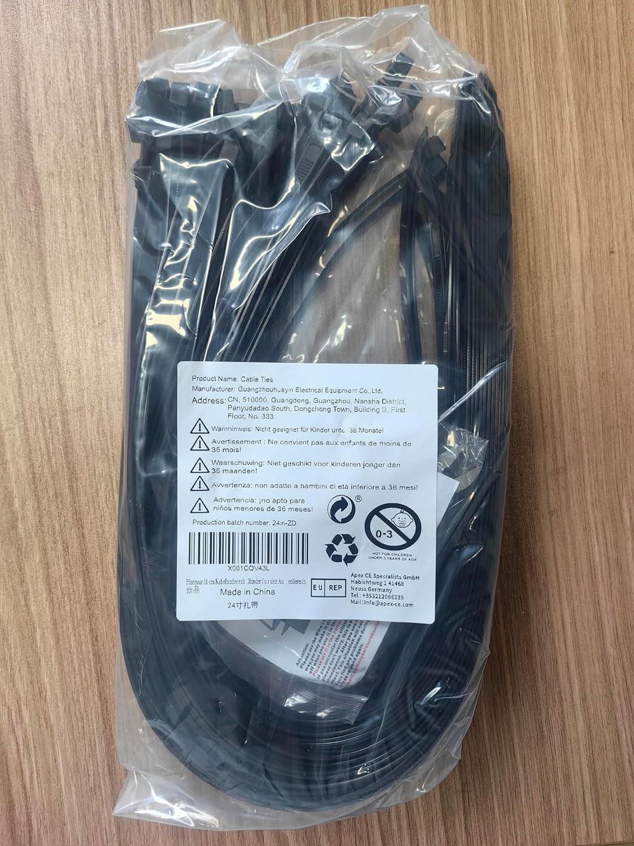 Alt view image 7 of 7 - 24 Inch Cable Zip Ties Heavy Duty (with Wire Cable Cutters), Strong Large Black Zip Ties with 175 Pounds Tensile Strength, 50 Pack, Long Durable Nylon Black tie Wraps, Outdoor UV Resistant