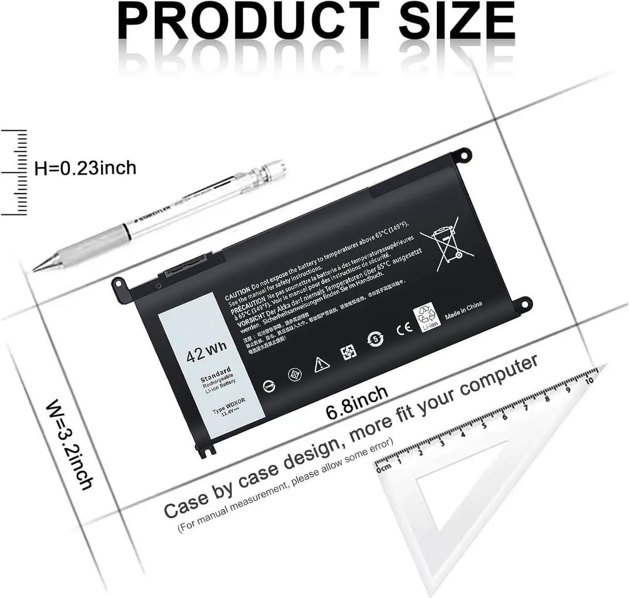 Alt view image 2 of 7 - New Replacement WDX0R Laptop Battery for Dell Inspiron 15 5000 5567 5570 5565 5568 5578 7000 7560 7570 7573 7569 7579 13 5368 5378 7378 17 5765 5767 5770 Series Notebook Battery Fits 3CRH3 T2JX4 FC92N