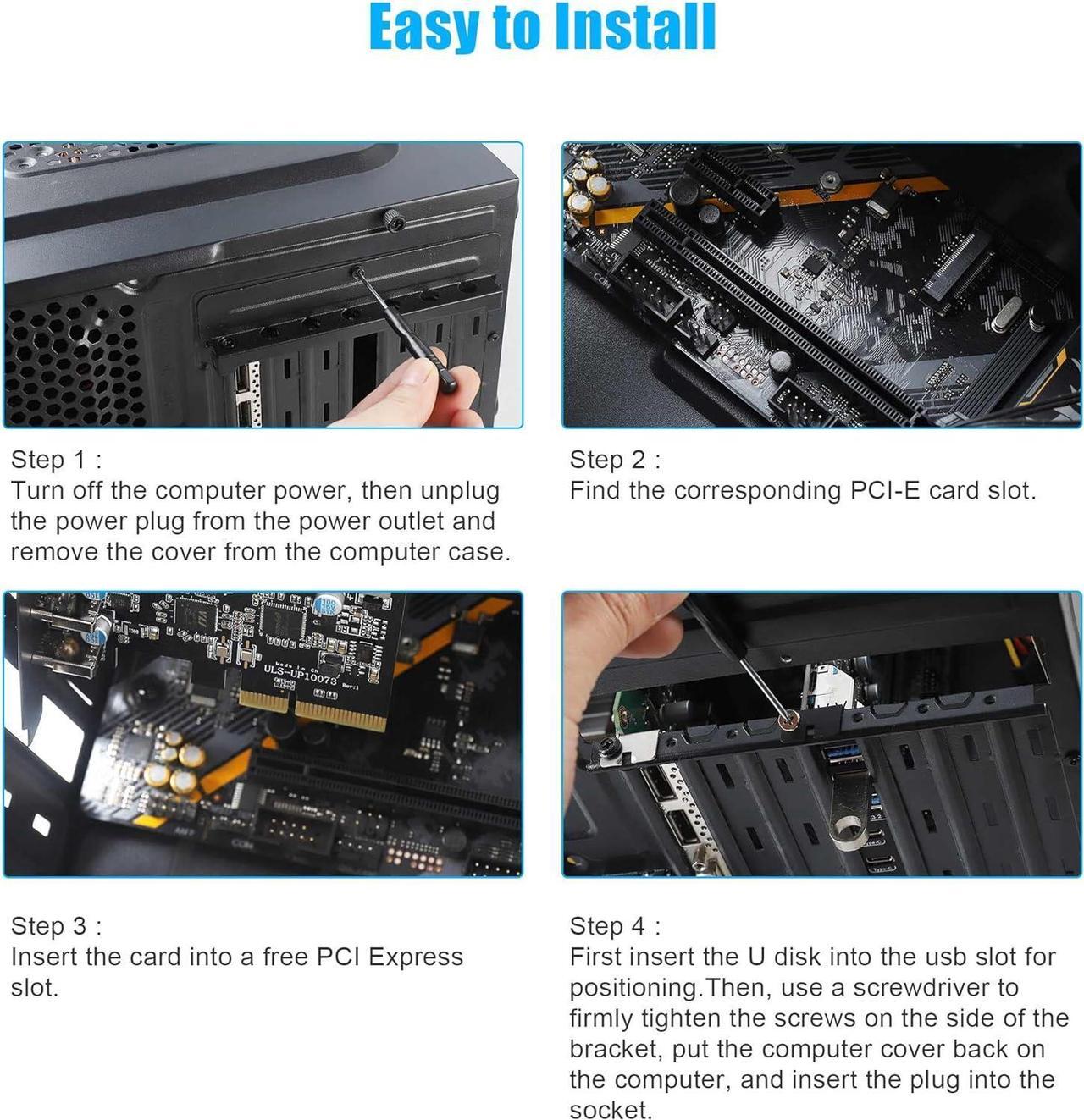 Alt view image 7 of 7 - PCIe to USB 3.2 Gen 2 Card with 20 Gbps Bandwidth 7 USB Ports (4 USB Type-A and 3 Type-C Ports), PCI Express (PCIe) Expansion Card for Desktop PC
