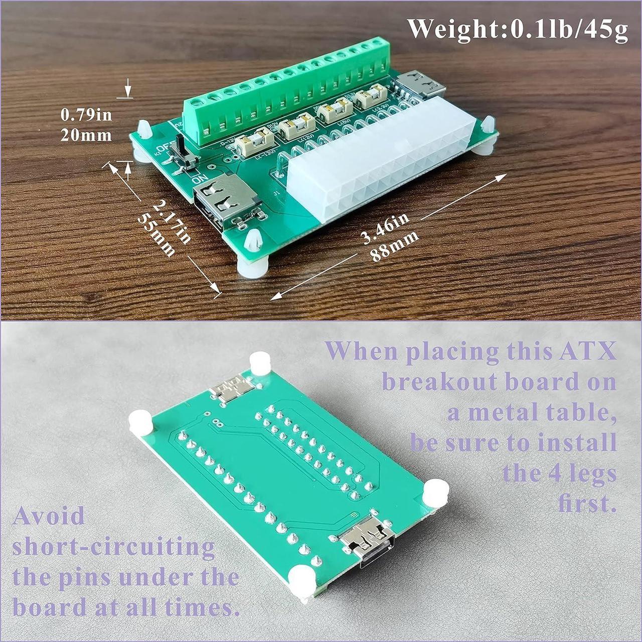 Alt view image 4 of 6 - PSU Breakout Board ATX Power Supply DC 12V 5V 3.3V Splitter Module Desktop Adapter to USB A Hub Connector Computer Power Source Multi Port Output DIY Parent Child Electronic Kit with High Current Fuse