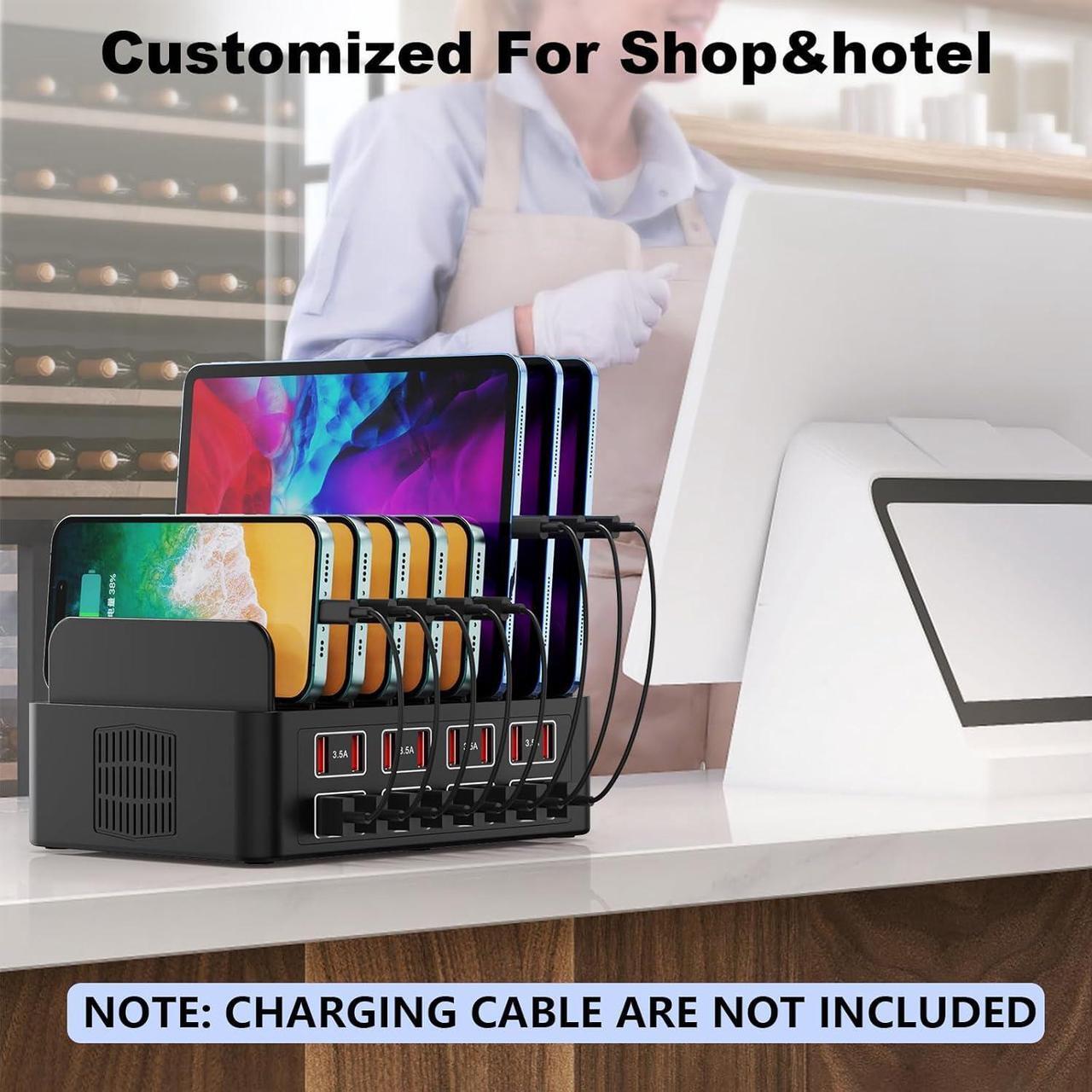 Alt view image 4 of 7 - Charging Station for Multiple Devices,Cinlinso 150W/35A 16 Port USB Charging Station,Multi Device Fast Charger Organizer Compatible with iPad,Tablet,Kindle Cell Phone and Other Electronic