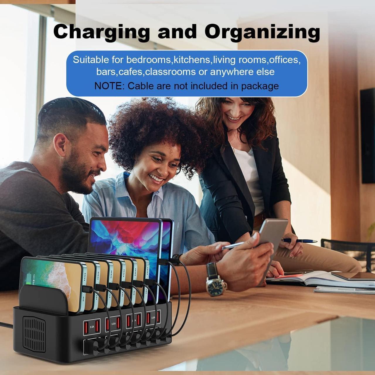 Alt view image 7 of 7 - Charging Station for Multiple Devices,Cinlinso 150W/35A 16 Port USB Charging Station,Multi Device Fast Charger Organizer Compatible with iPad,Tablet,Kindle Cell Phone and Other Electronic