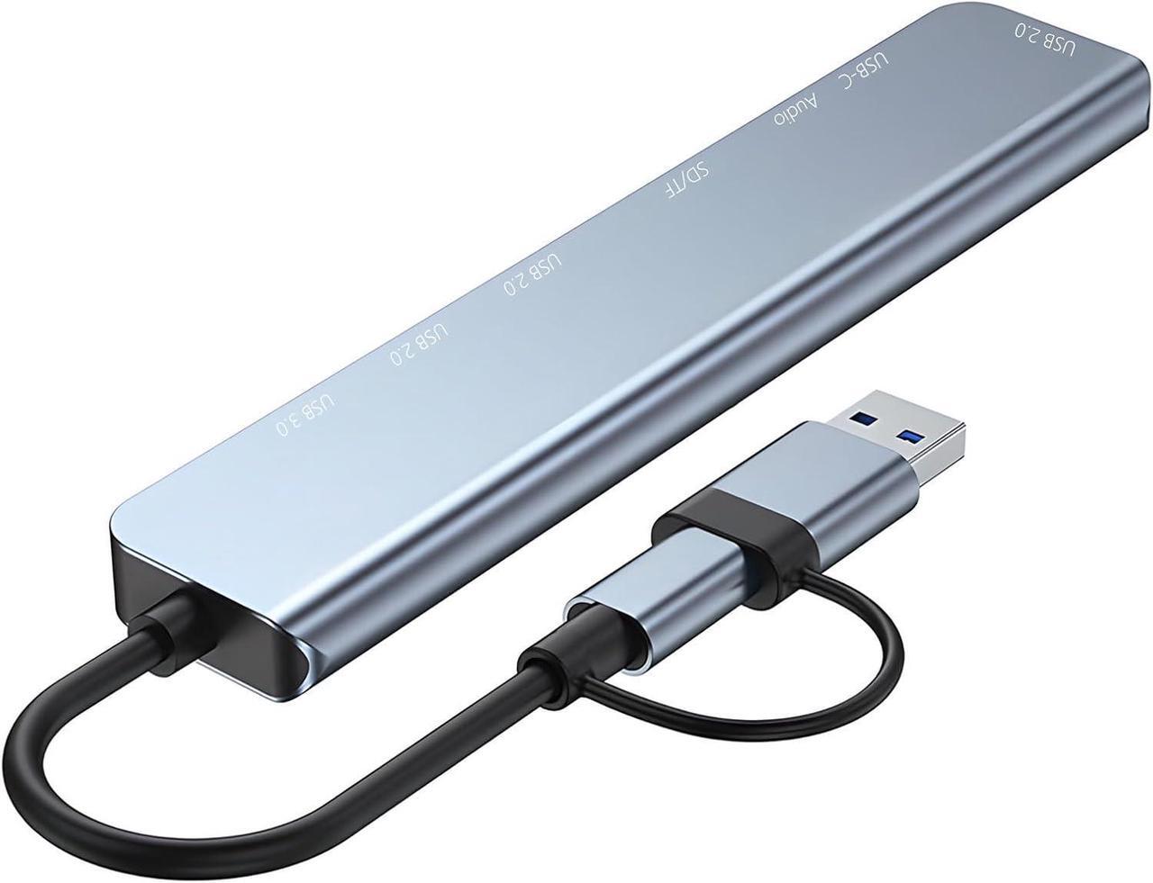 Alt view image 6 of 7 - USB C Hub, 8 in 2 USB Multiport Adapter with USB 3.0, 3 x USB 2.0, USB C SD/TF Card Reader, 3.5mm Audio Port USB Adapterfor MacBook Air/Pro, Laptop, Computer, iMac, iPad