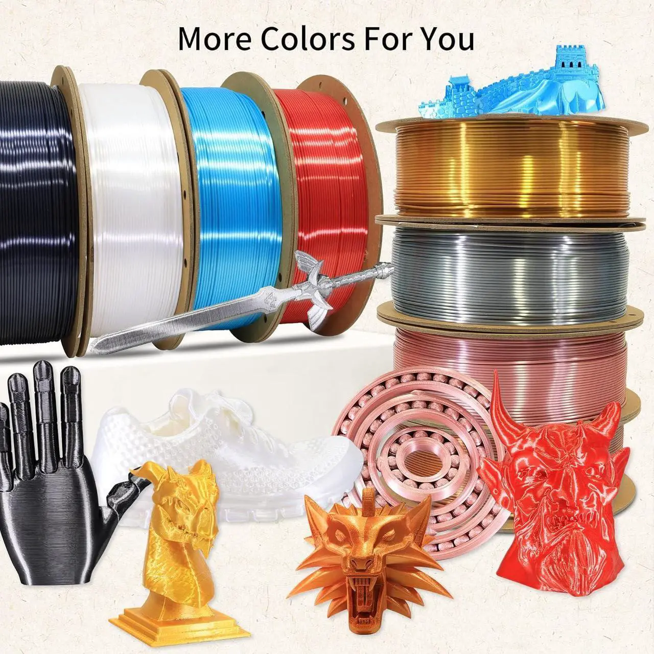 Alt view image 6 of 6 - 3D Printing Filament 1.75mm Silk Metallic Silver PLA 3D Printer Filament, 1KG 2.2LBS 3D Printing Material Silk PLA, High Diameter Tolerance, Widely Fit For 3D Printer/3D Pen, 1KG Silk Silver PLA