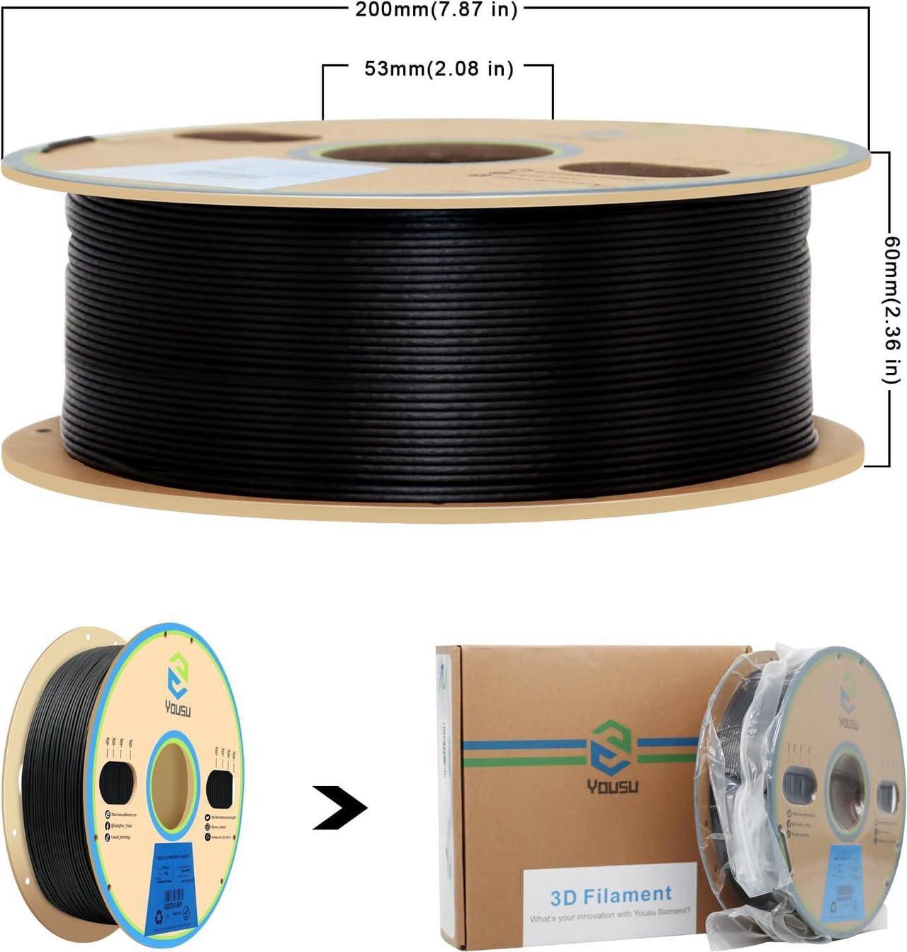 Alt view image 2 of 6 - YOUSU Polypropylene PP Filament, 1.75mm 3D Printer Filament for 3D Printing, 1kg(2.2lbs) 5pcs Build Sheet Included, Semi-Flexible Ultra Tough Filament, Black