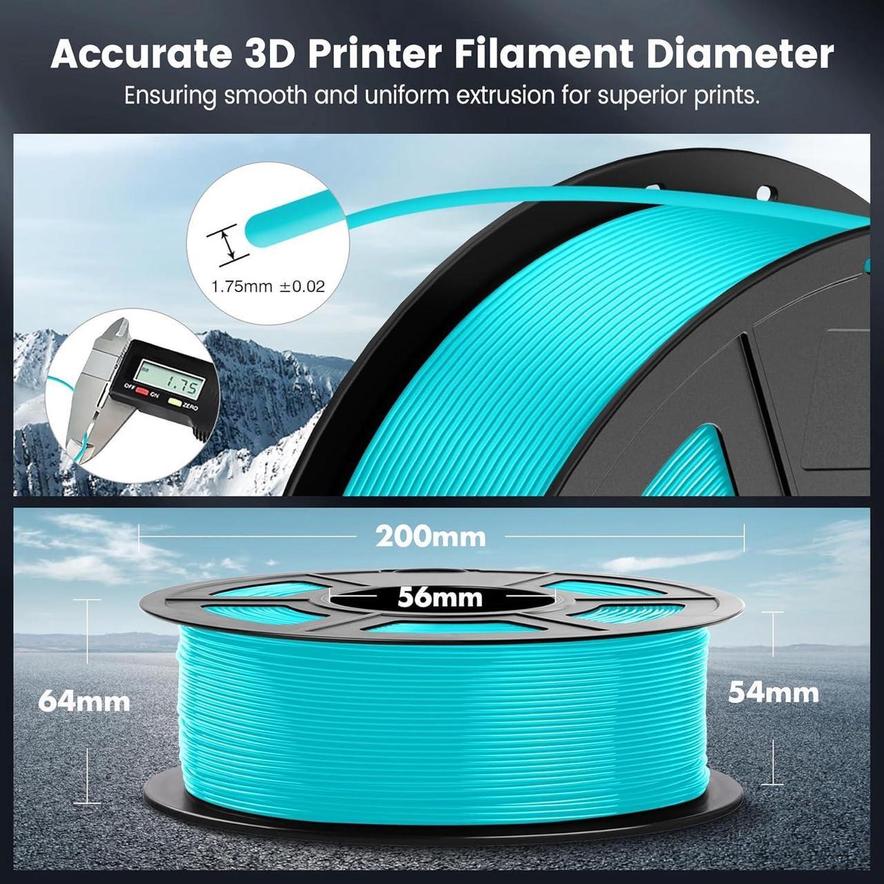 Alt view image 6 of 7 - SUNLU PLA 3D Printer Filament PLA Filament 1.75mm, Neatly Wound 3D Printing Filament 1.75mm, Dimensional Accuracy +/- 0.02 mm, Fit Most FDM 3D Printers, 1kg Spool (2.2lbs), Turquoise Cyan