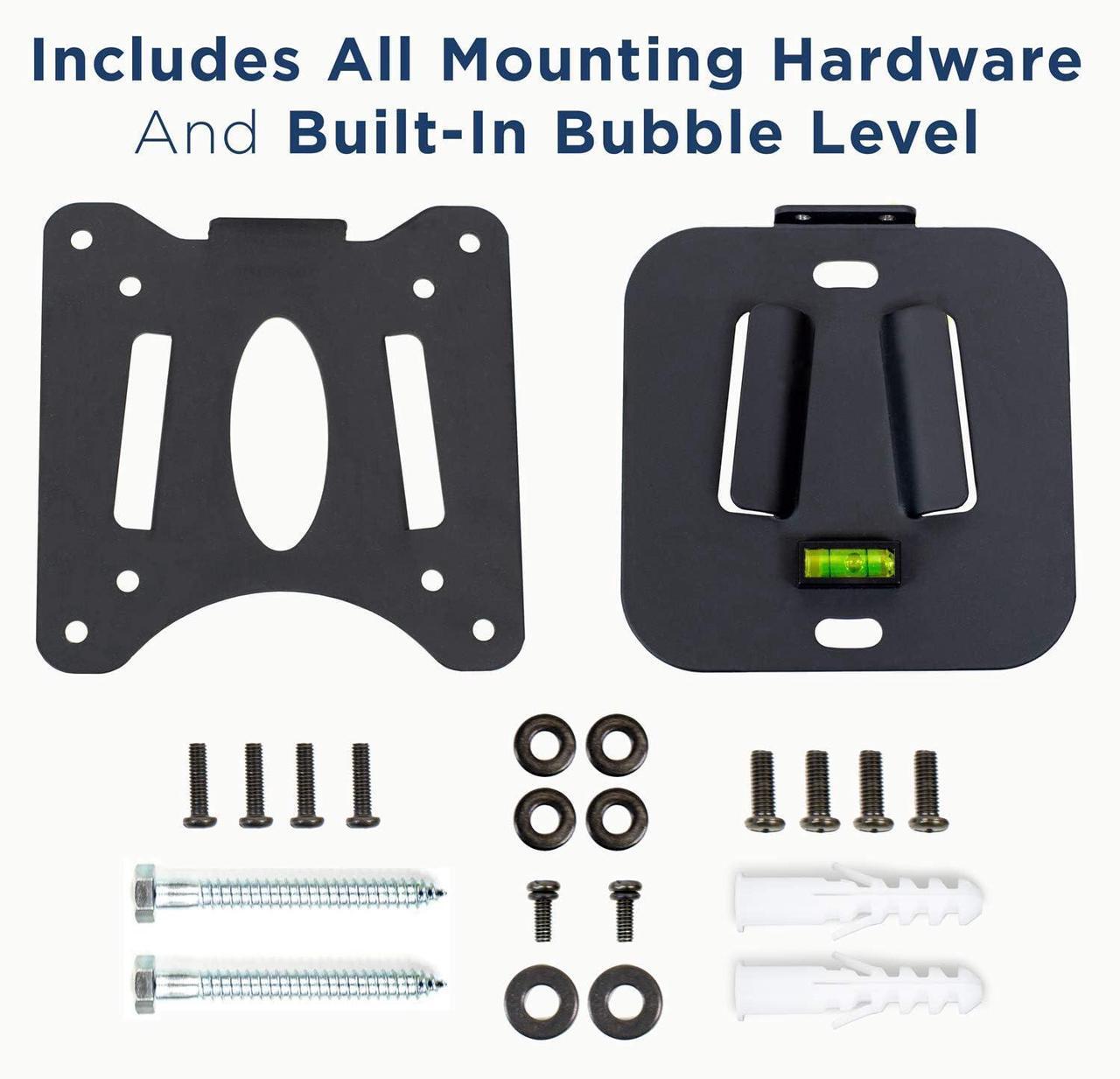 Alt view image 7 of 7 - Mount-It! MI-203 Low Profile Fixed TV Wall Mount | Fits 13-32 Inch Screens | VESA 75x75 & 100x100 | Heavy-Duty Steel with 60 Lbs Capacity | Built-in Bubble Level | Ideal for RV, Home, and Office