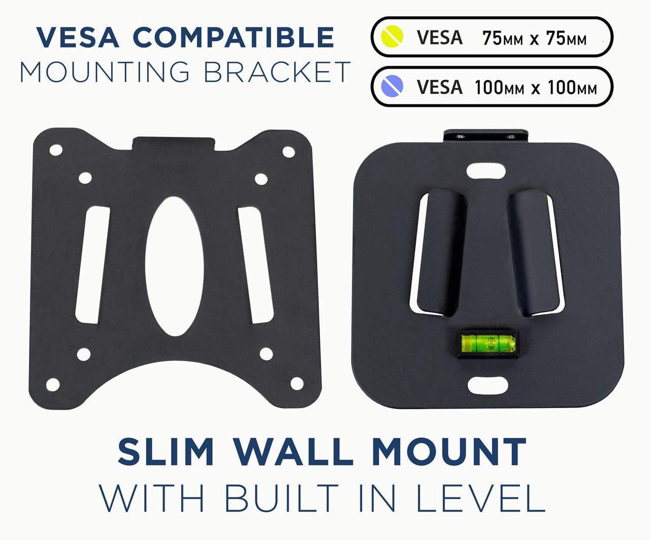 Alt view image 6 of 7 - Mount-It! MI-203 Low Profile Fixed TV Wall Mount | Fits 13-32 Inch Screens | VESA 75x75 & 100x100 | Heavy-Duty Steel with 60 Lbs Capacity | Built-in Bubble Level | Ideal for RV, Home, and Office