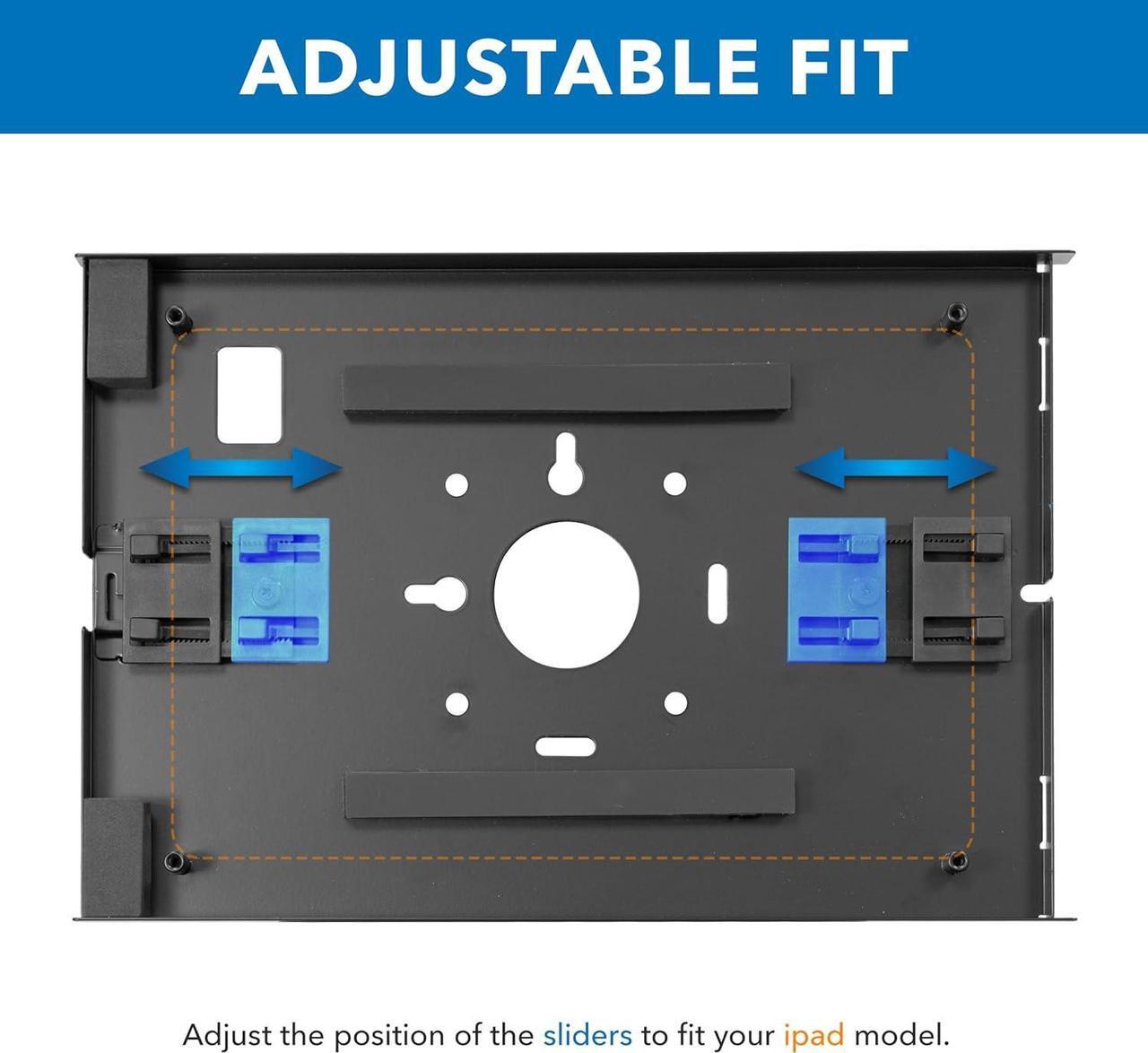 Alt view image 5 of 7 - Mount-It! Anti-Theft Floor Stand for iPads, Adjustable Locking Tablet Mount, Contact-Less Kiosk with Universal Enclosure, Black