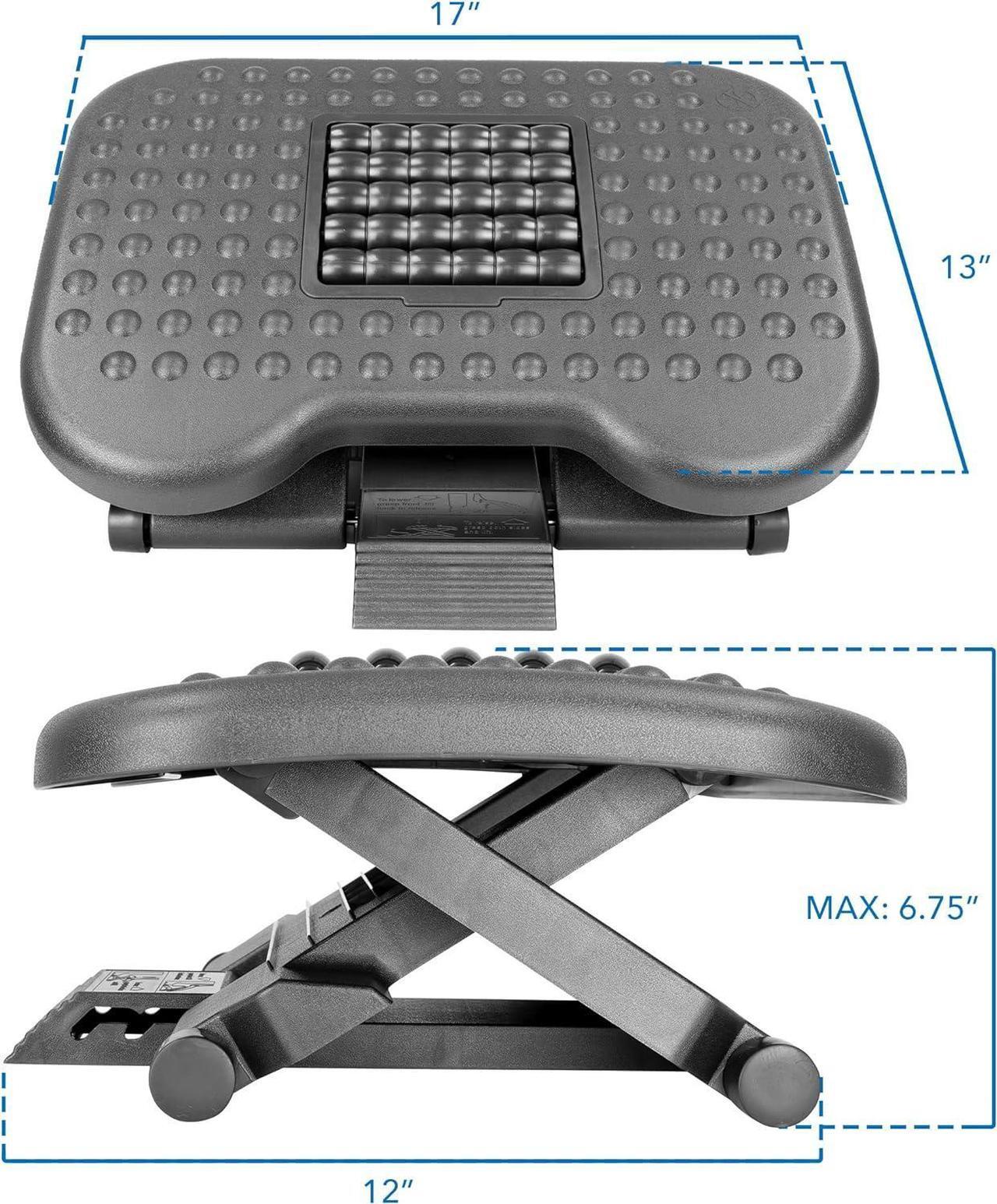 Alt view image 2 of 7 - Mount-It! Ergonomic Under Desk Footrest | Massaging Foot Rest Support | Tilting Footrest with 3-Level Height Adjustment | Under Chair Office Footrest