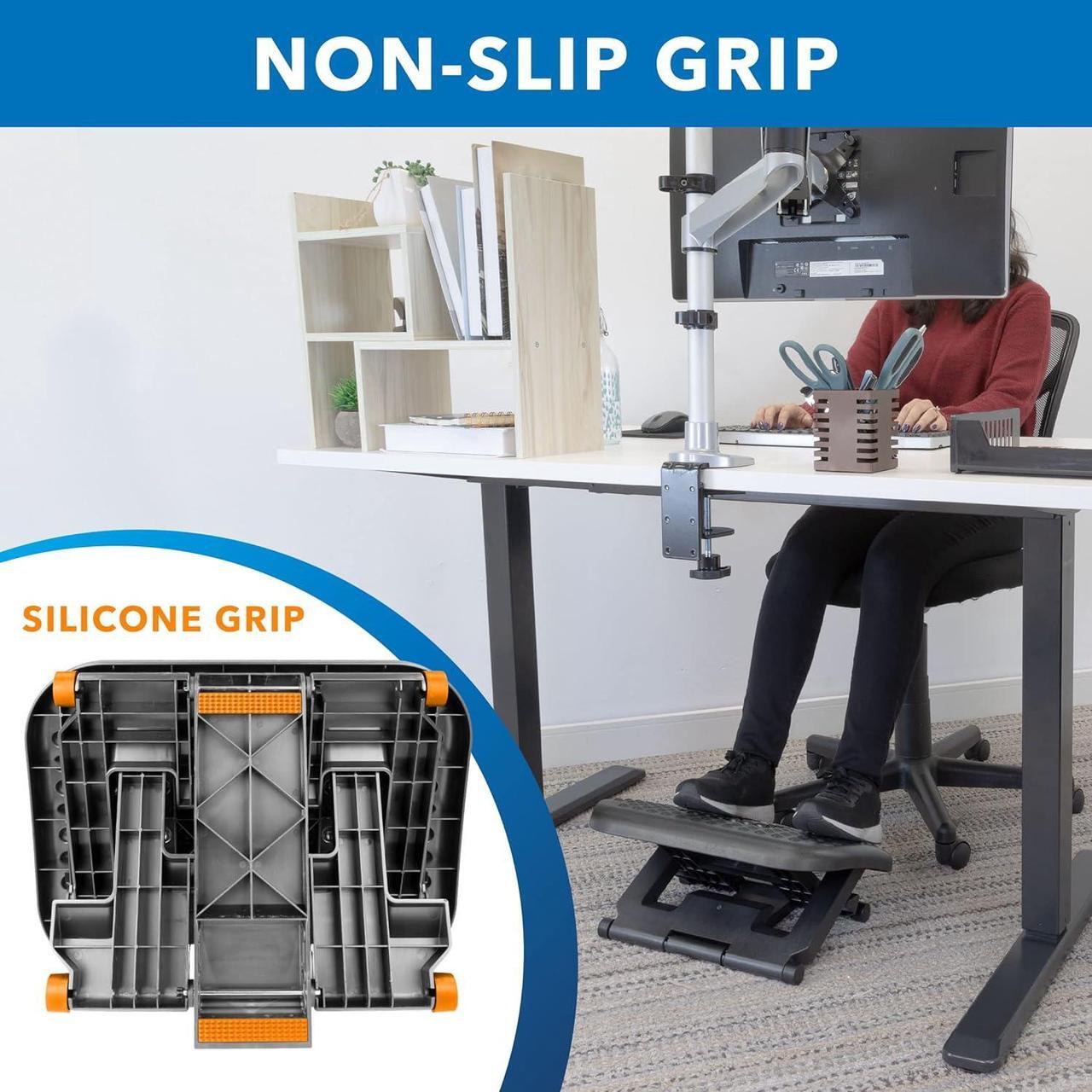 Alt view image 5 of 7 - Mount-It! Ergonomic Under Desk Footrest | Massaging Foot Rest Support | Tilting Footrest with 3-Level Height Adjustment | Under Chair Office Footrest