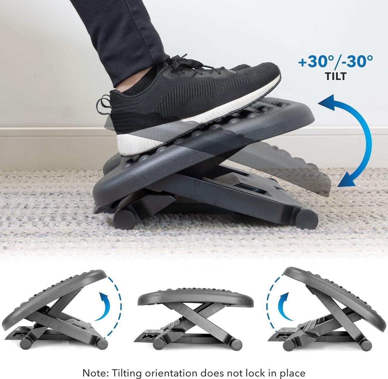 Alt view image 6 of 7 - Mount-It! Ergonomic Under Desk Footrest | Massaging Foot Rest Support | Tilting Footrest with 3-Level Height Adjustment | Under Chair Office Footrest