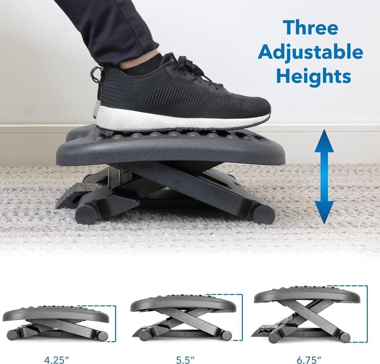 Alt view image 7 of 7 - Mount-It! Ergonomic Under Desk Footrest | Massaging Foot Rest Support | Tilting Footrest with 3-Level Height Adjustment | Under Chair Office Footrest