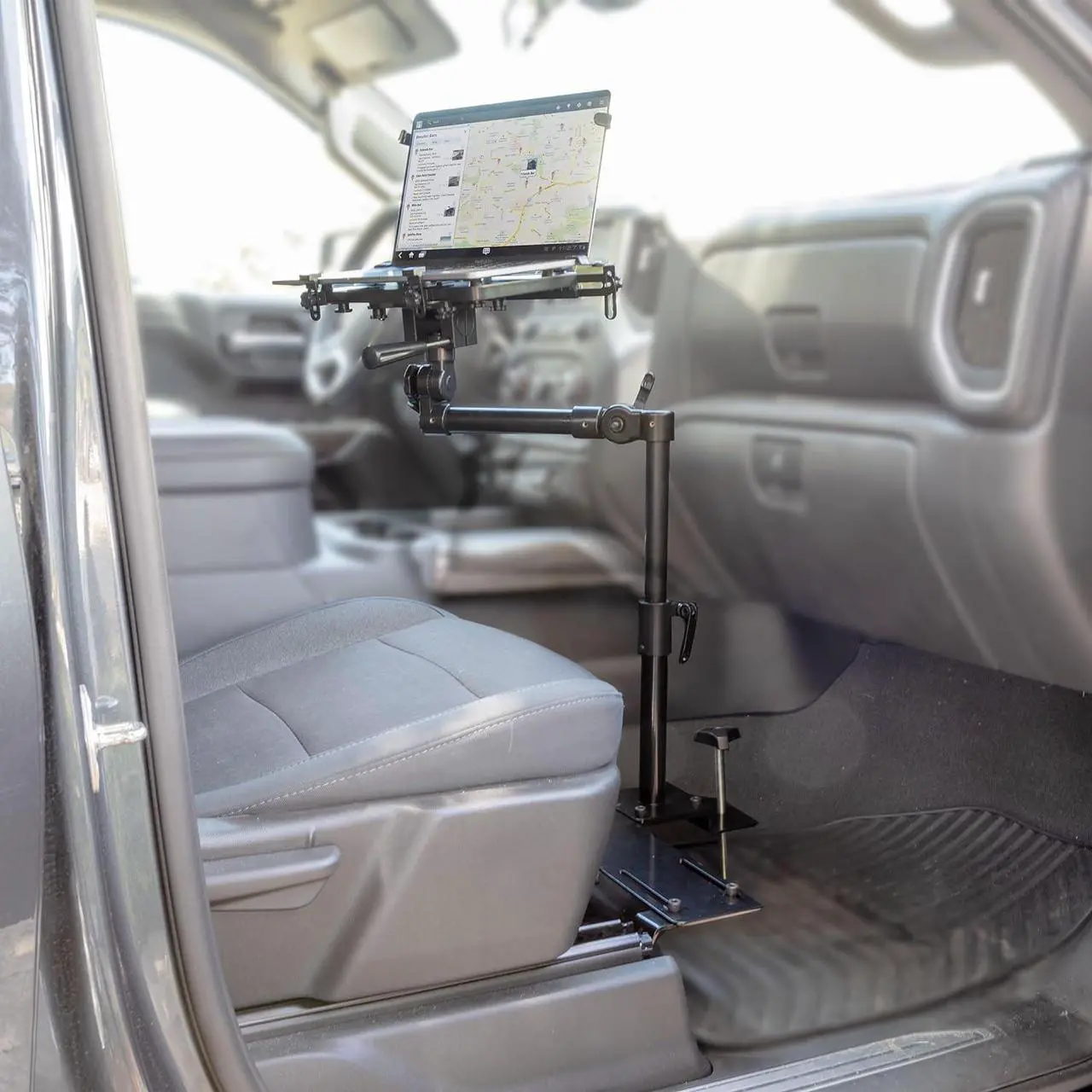 Alt view image 2 of 7 - Mount-It! Universal Vehicle Laptop Mount for Cars, Trucks & Vans  No-Drill Installation, Adjustable Height, Full Motion Swivel, and Cooling Tray for Laptops Up to 17"