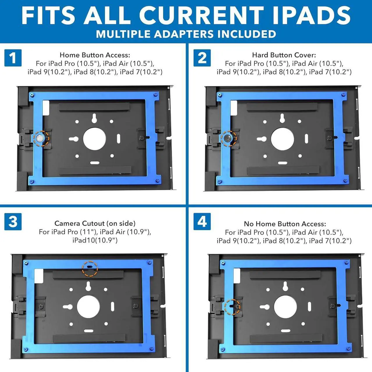 Alt view image 3 of 7 - Mount-It! Anti-Theft Tablet Kiosk Wall Mount Compatible with iPad 10, 9, 8, iPad Pro 10.5, iPad Air 10.5, Locking Kiosk for iPad, Stell Wall Kiosk, Black