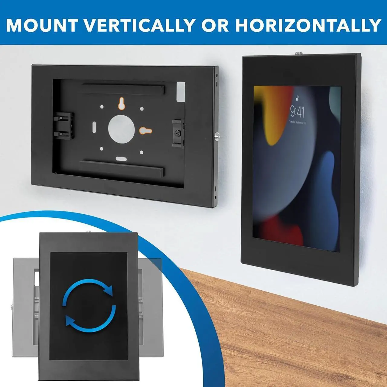 Alt view image 7 of 7 - Mount-It! Anti-Theft Tablet Kiosk Wall Mount Compatible with iPad 10, 9, 8, iPad Pro 10.5, iPad Air 10.5, Locking Kiosk for iPad, Stell Wall Kiosk, Black