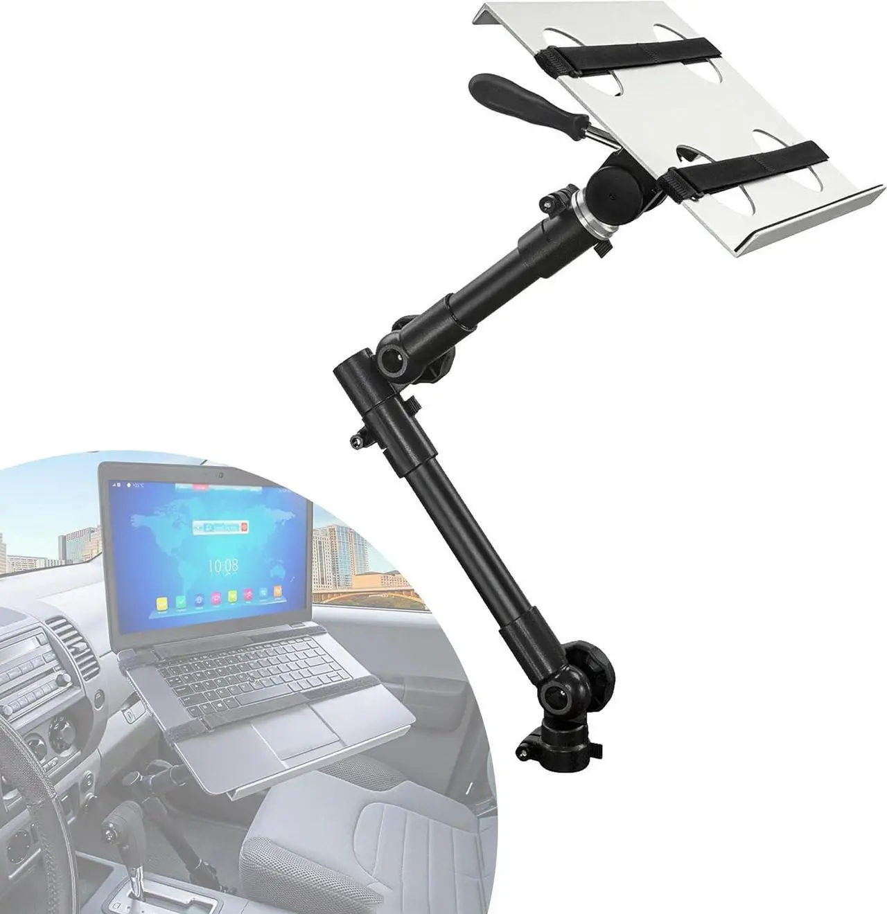 Main image of Mount-It! Car Laptop Mount | No-Drill Laptop Vehicle Mount for Truck & Van Use at Front Passenger Seat | Adjustable Height Fits 12-15.4 Inch Screens, 9 Lbs Capacity, Full Motion and Lockable Joints