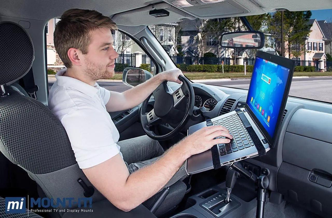 Alt view image 5 of 7 - Mount-It! Car Laptop Mount | No-Drill Laptop Vehicle Mount for Truck & Van Use at Front Passenger Seat | Adjustable Height Fits 12-15.4 Inch Screens, 9 Lbs Capacity, Full Motion and Lockable Joints