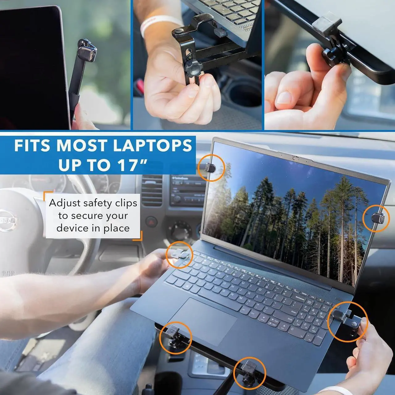 Alt view image 5 of 7 - Mount-It! Car Laptop Mount for Commercial and Personal Use Vehicles | Heavy-Duty No Drill Notebook Vehicle Stand for Trucks, Vans and SUVs