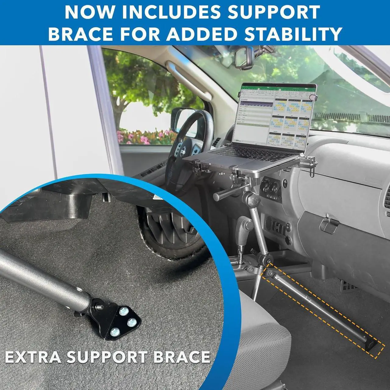 Alt view image 7 of 7 - Mount-It! Car Laptop Mount for Commercial and Personal Use Vehicles | Heavy-Duty No Drill Notebook Vehicle Stand for Trucks, Vans and SUVs