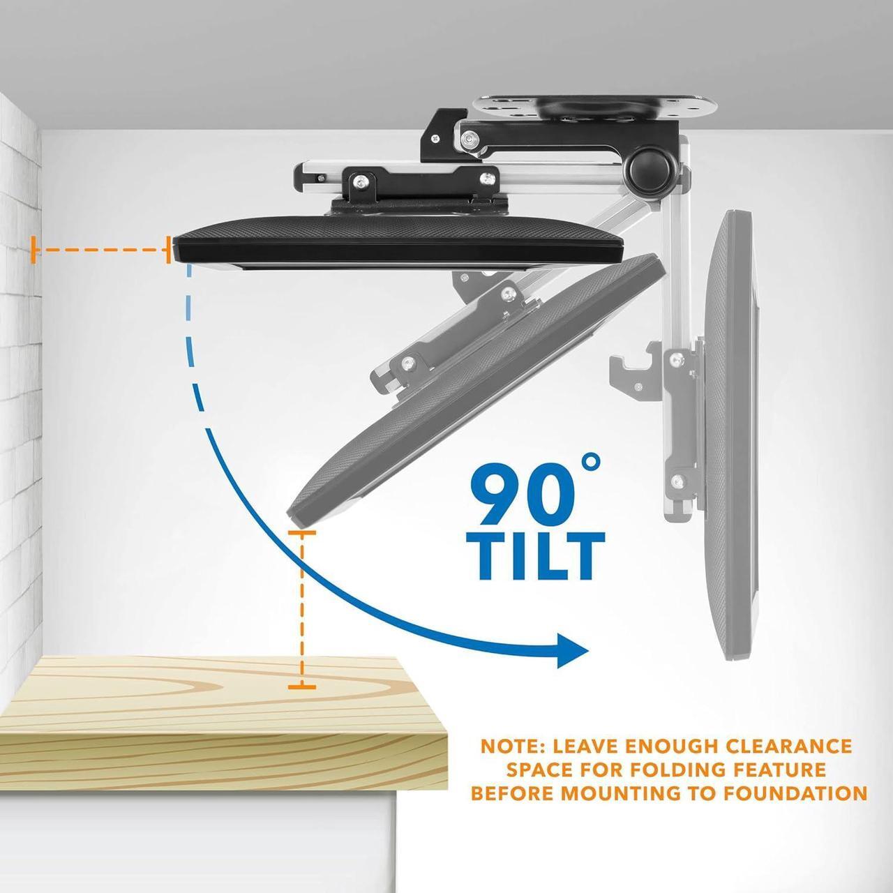 Alt view image 2 of 7 - Mount-It! Flip Down TV and Monitor Mount | Ceiling Kitchen Overhead and Under Cabinet Mount | Fits Flat Screens 13 15 17 19 21.5 24 27 32 37 Inches | VESA Compatible 75-200 | Height Adjustable