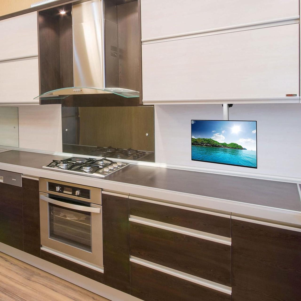 Alt view image 3 of 7 - Mount-It! Flip Down TV and Monitor Mount | Ceiling Kitchen Overhead and Under Cabinet Mount | Fits Flat Screens 13 15 17 19 21.5 24 27 32 37 Inches | VESA Compatible 75-200 | Height Adjustable
