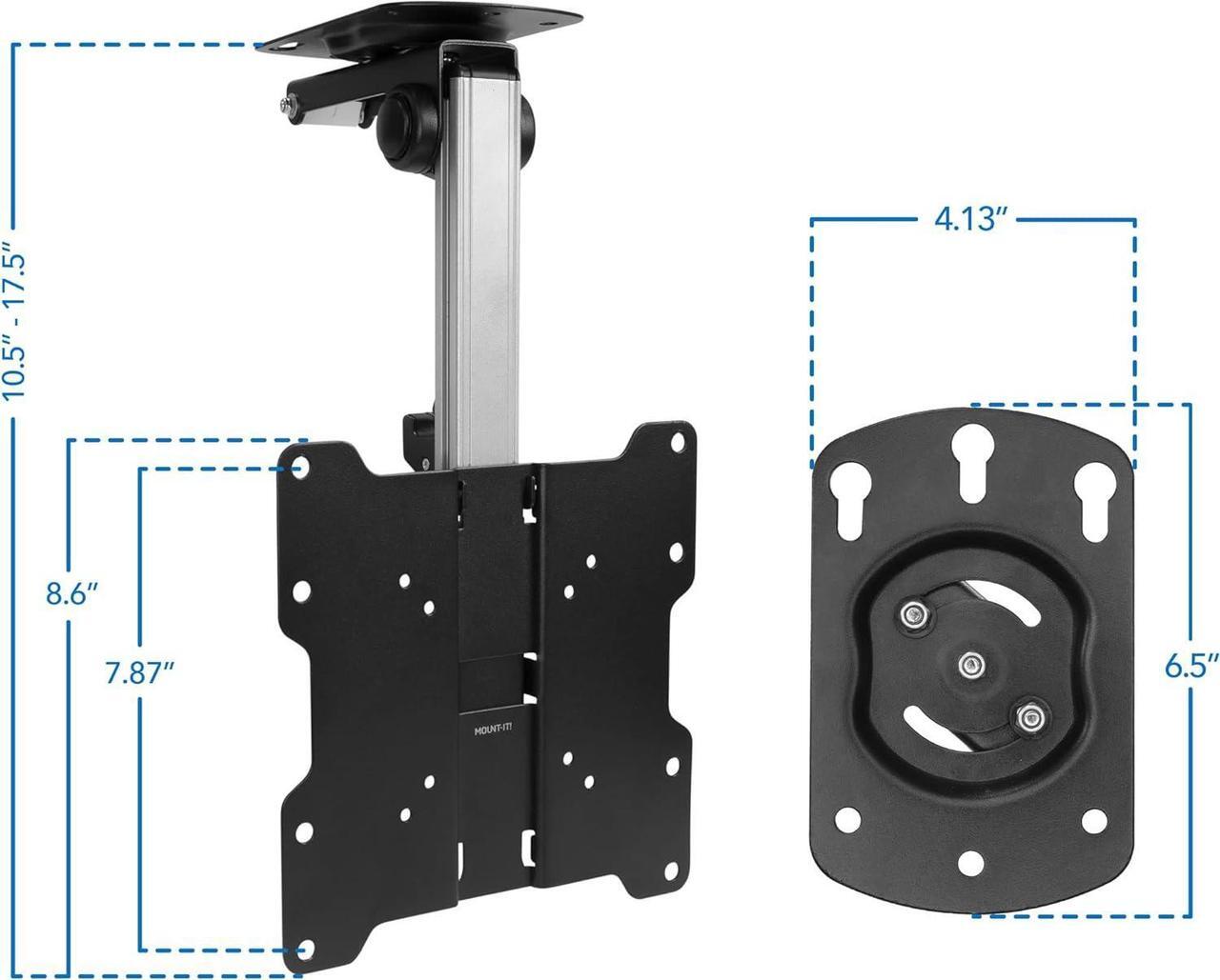 Alt view image 7 of 7 - Mount-It! Flip Down TV and Monitor Mount | Ceiling Kitchen Overhead and Under Cabinet Mount | Fits Flat Screens 13 15 17 19 21.5 24 27 32 37 Inches | VESA Compatible 75-200 | Height Adjustable