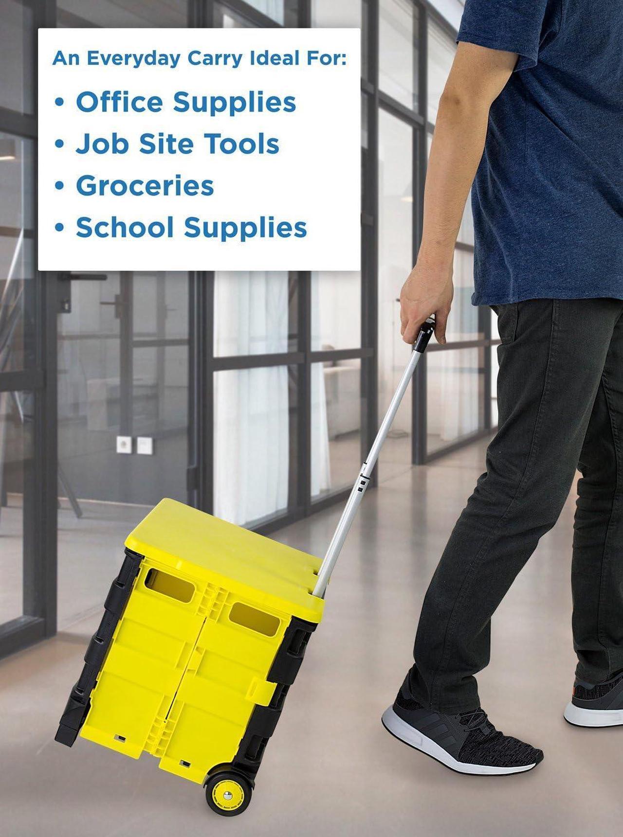 Alt view image 4 of 7 - Mount-It! Rolling Utility Cart with Lid, Folding Collapsible Crate on Wheels, 55 lb Capacity, Portable Handcart for Groceries, Office, Teacher, and Travel Use