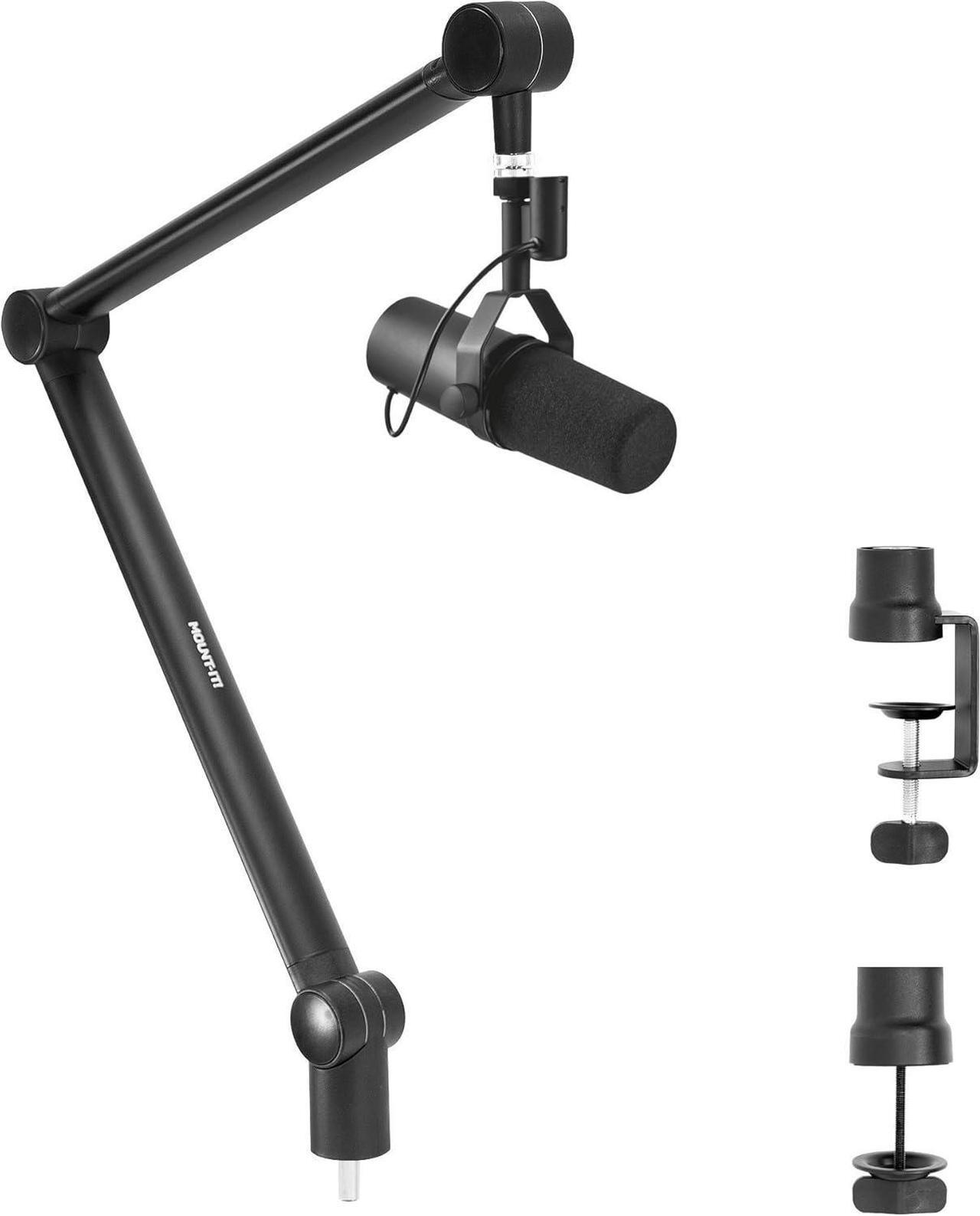 Alt view image 3 of 7 - MOUNT-IT! Adjustable Microphone Boom Arm [3/8 to 5/8 Screw Adapter] Suspension Scissor Mic Stand, Desk Mount For Blue Snowball, Yeti, & Other Studio and Gaming Microphones (With Cable Management)