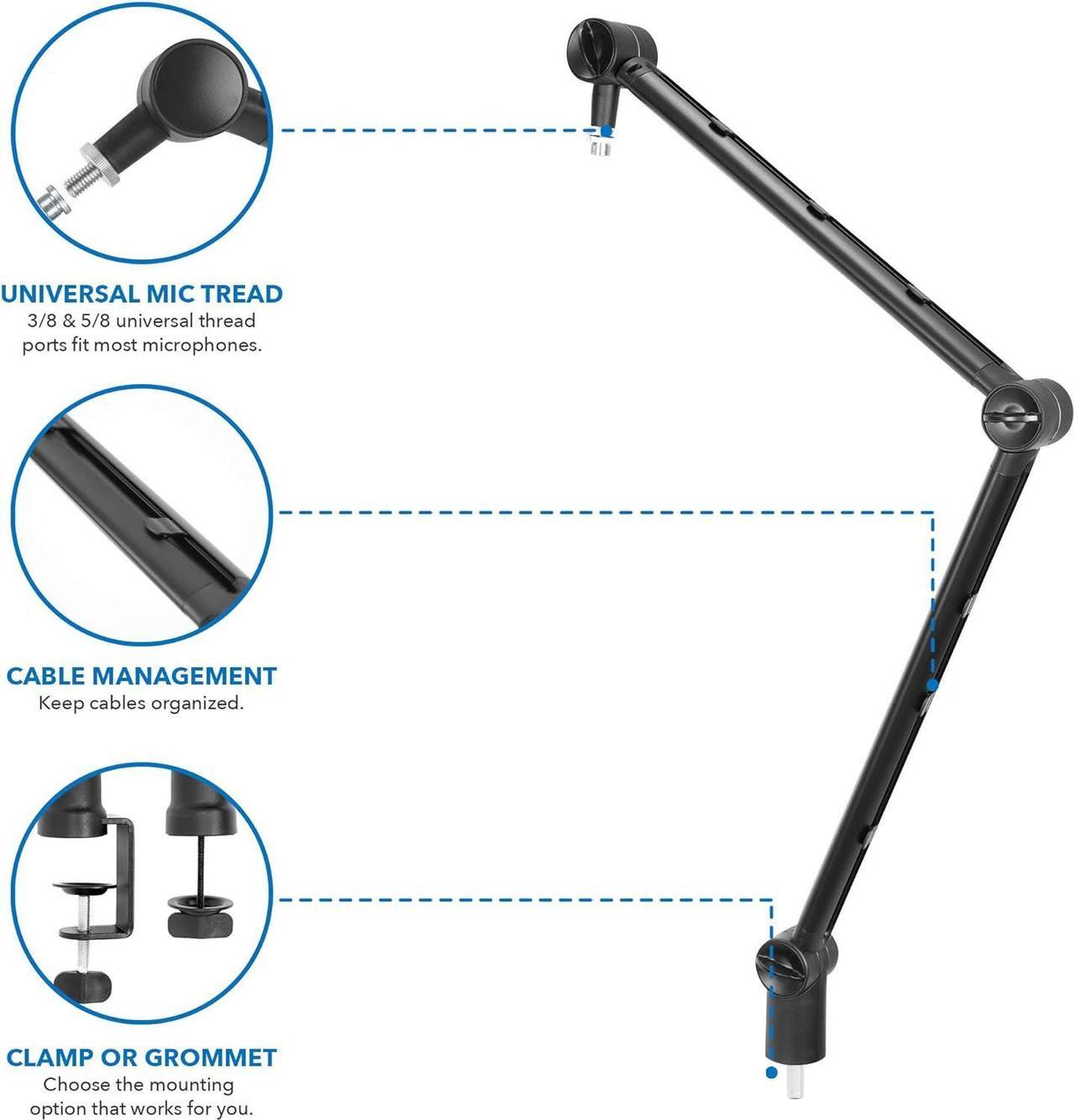 Alt view image 4 of 7 - MOUNT-IT! Adjustable Microphone Boom Arm [3/8 to 5/8 Screw Adapter] Suspension Scissor Mic Stand, Desk Mount For Blue Snowball, Yeti, & Other Studio and Gaming Microphones (With Cable Management)