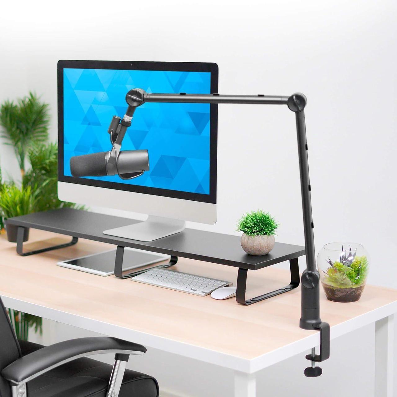Alt view image 2 of 7 - MOUNT-IT! Adjustable Microphone Boom Arm [3/8 to 5/8 Screw Adapter] Suspension Scissor Mic Stand, Desk Mount For Blue Snowball, Yeti, & Other Studio and Gaming Microphones (With Cable Management)