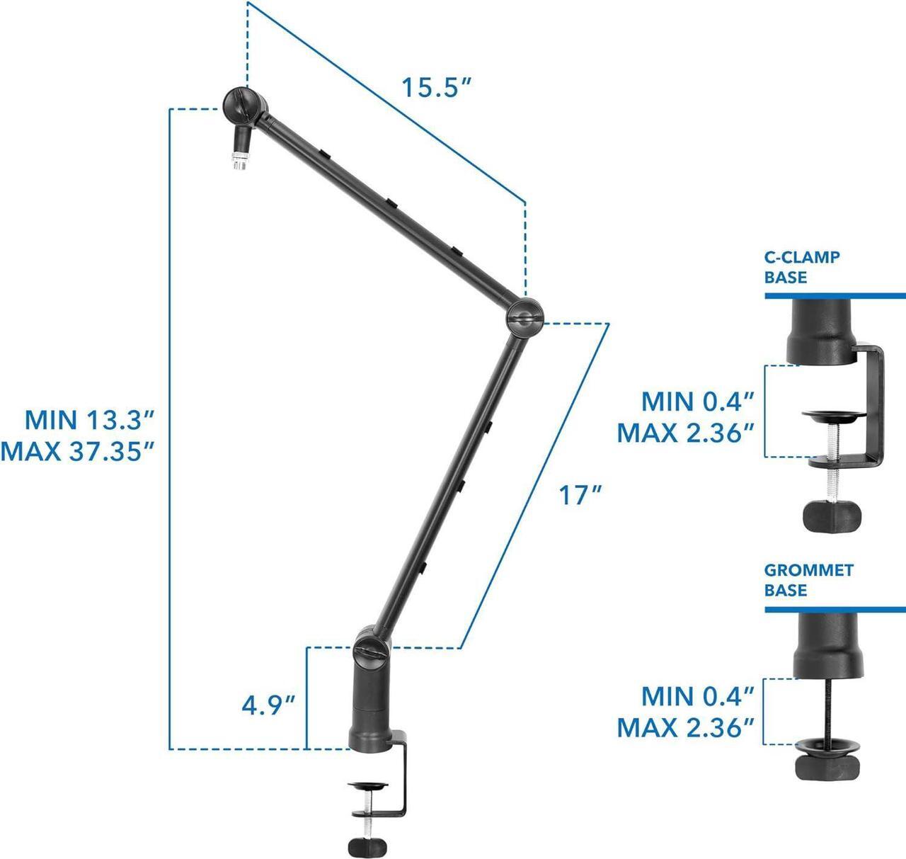 Alt view image 5 of 7 - MOUNT-IT! Adjustable Microphone Boom Arm [3/8 to 5/8 Screw Adapter] Suspension Scissor Mic Stand, Desk Mount For Blue Snowball, Yeti, & Other Studio and Gaming Microphones (With Cable Management)