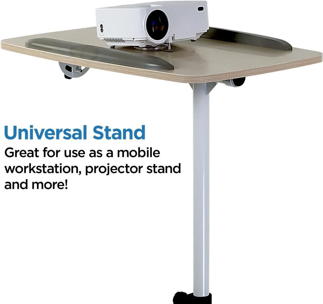 Alt view image 7 of 7 - Mount-It! Rolling Mobile Standing Desk - Small Rolling Desk for Laptop, Over Bed Hospital Medical Tray, Projector Stand, Mobile Music Stand, Height Adjustable Tilting Wood with Lockable Wheels