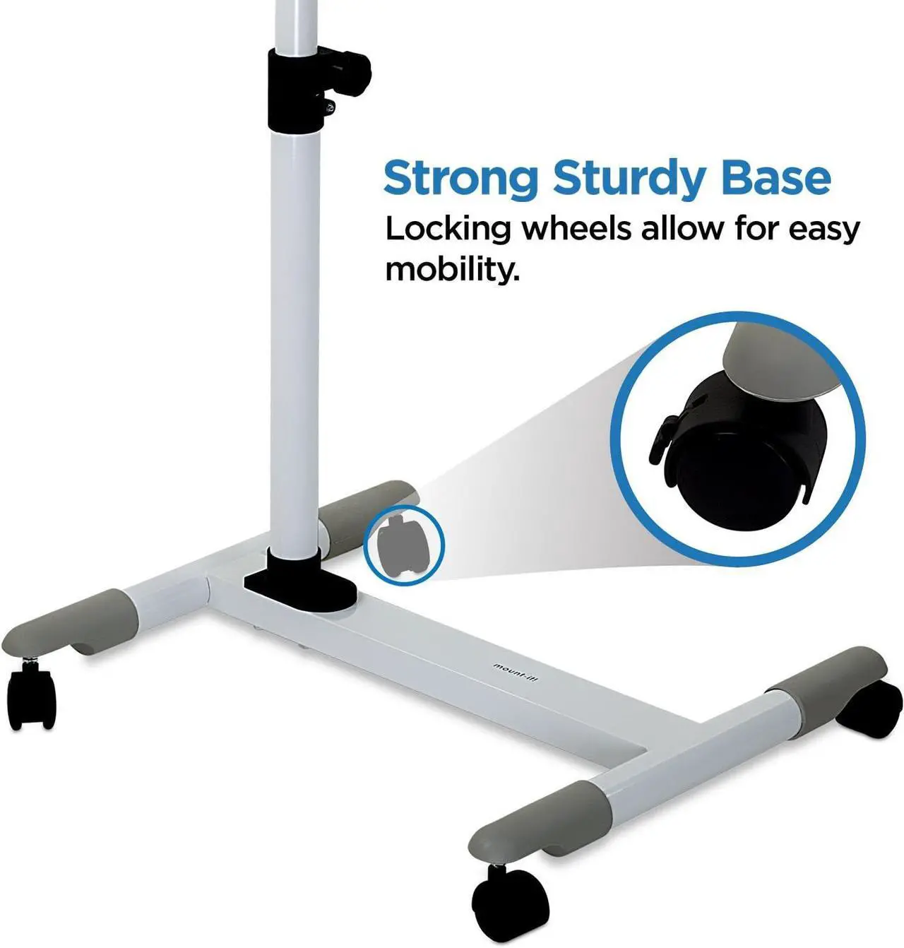 Alt view image 6 of 7 - Mount-It! Rolling Mobile Standing Desk - Small Rolling Desk for Laptop, Over Bed Hospital Medical Tray, Projector Stand, Mobile Music Stand, Height Adjustable Tilting Wood with Lockable Wheels