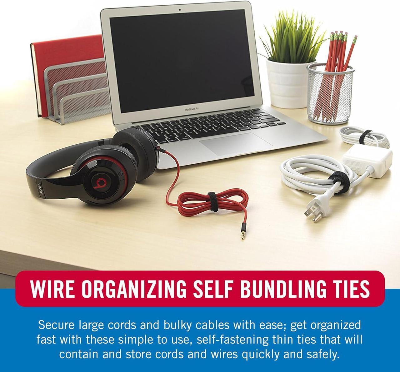 Alt view image 3 of 7 - VELCRO Brand 150pk Cable Ties Value Pack | Replace Zip Ties with Reusable Straps, Reduce Waste | For Wire Management and Cord Organizer | 8 x 1/2" Thin Pre-Cut Design, Black and Gray