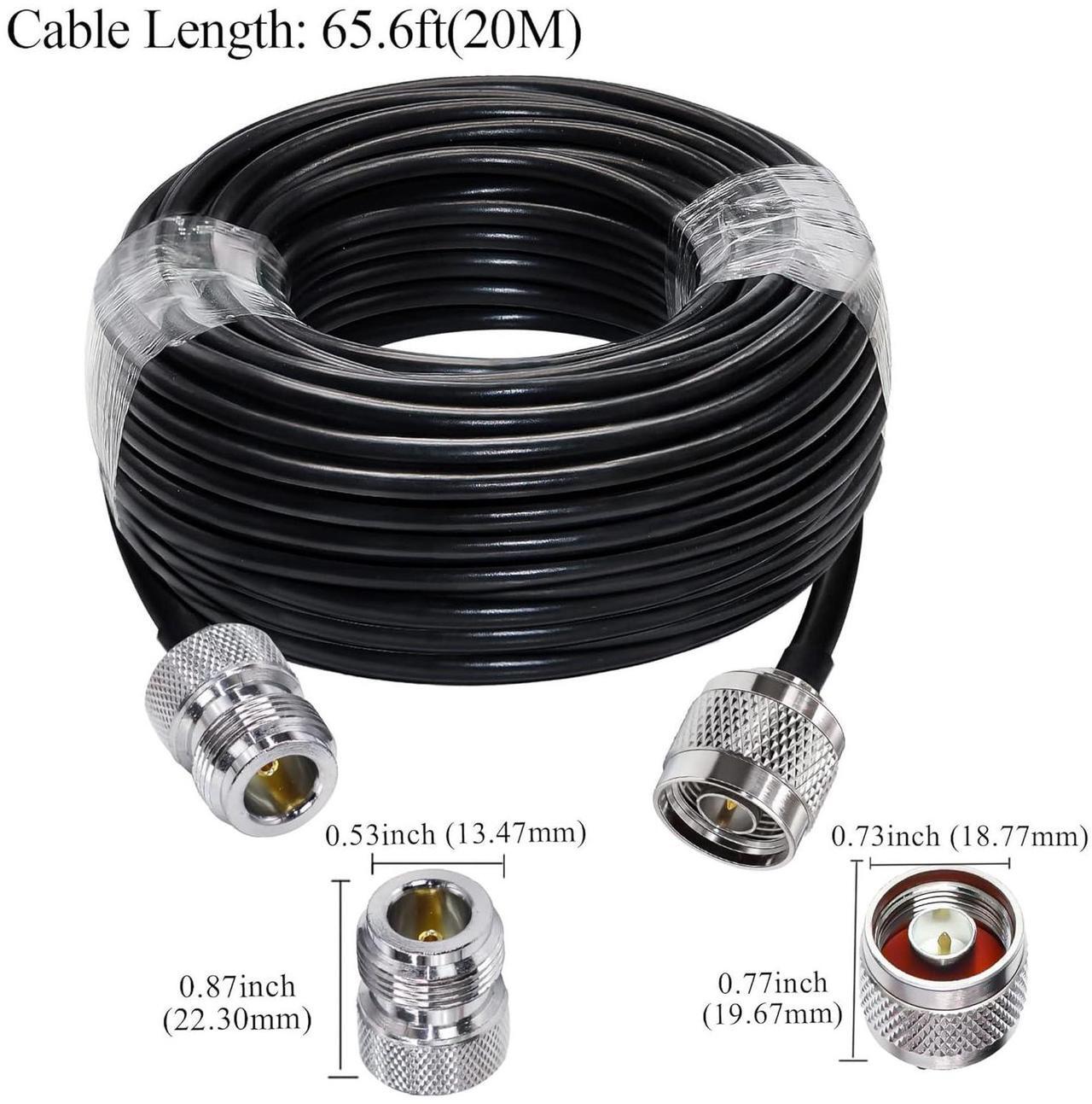 Alt view image 4 of 7 - TUOLNK N Type Cable RG58 65.6ft(20M) N Male to N Female Connector Extension Cable Low Loss N Cable Male to Female Black Jumper Cable for WiFi Router 3G 4G LTE Antenna