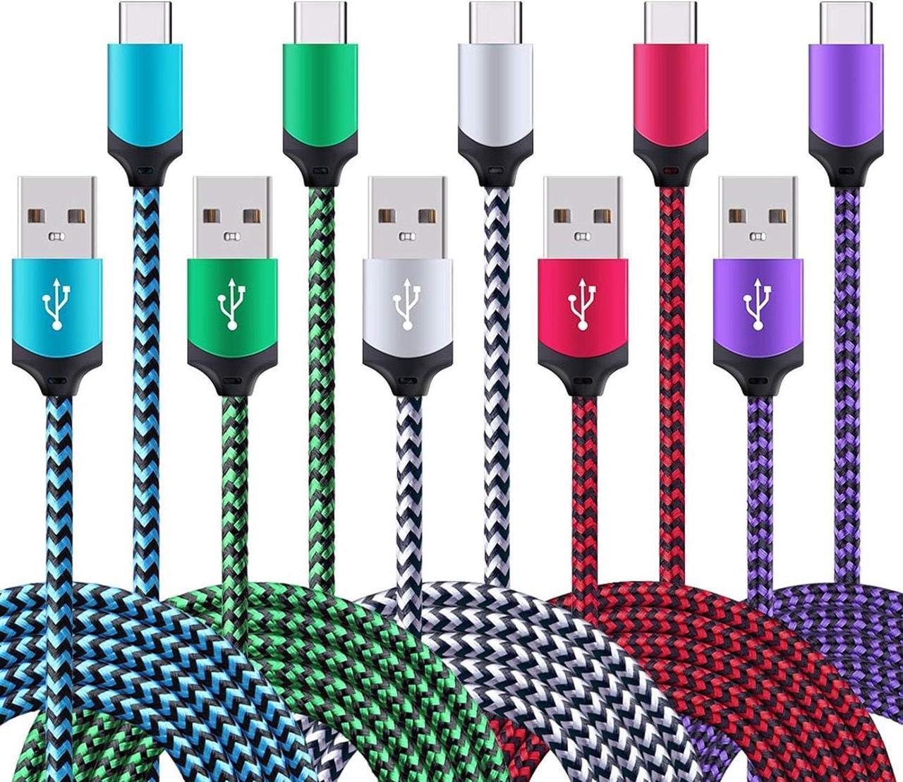 Main image of 5Pack 6ft Fast USB Type C Cable Phone Charger Cord for Samsung Galaxy S25 S25+ Plus Ultra S24 S23 S22 S21 S20 FE Ultra S10 S10+ S9 S8 Plus Note 20 Ultra 10 9 8 A51 A71 A53 A14 5G