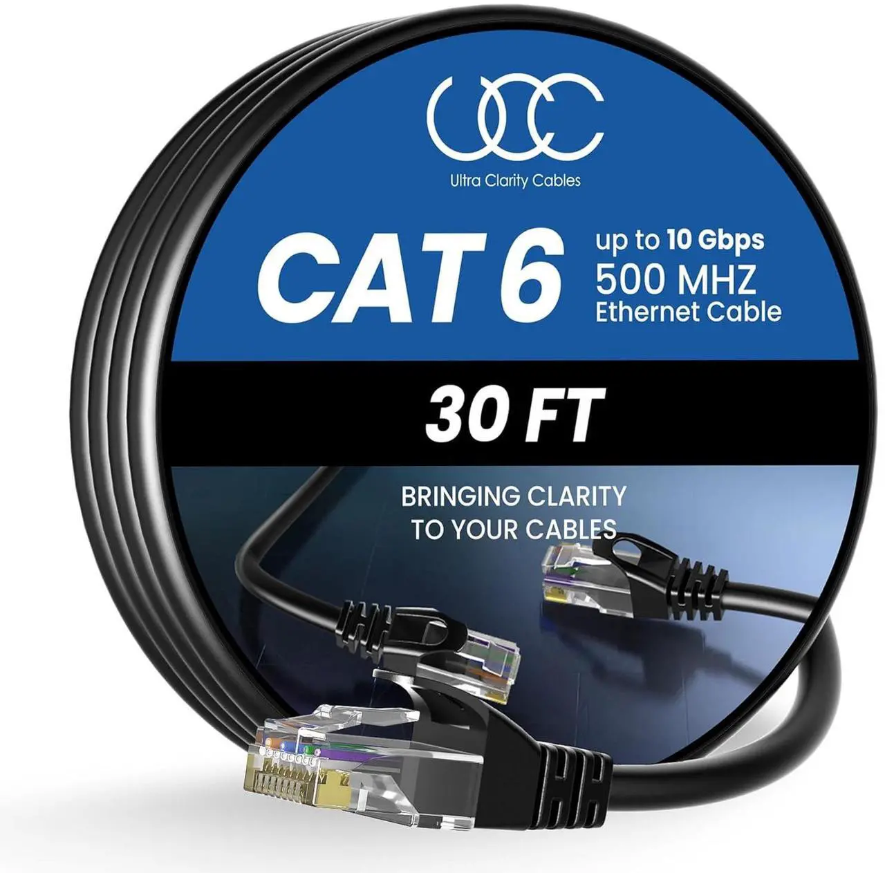 Main image of Cat 6 Ethernet Cable 30 ft, 10Gbps High Speed Ethernet Cable, Internet Cable Outdoor&Indoor, Rj45 Cat6 Cable Long Ethernet Cable for Computer, Router, Modem, PS4/5, Xbox, Gaming- Black