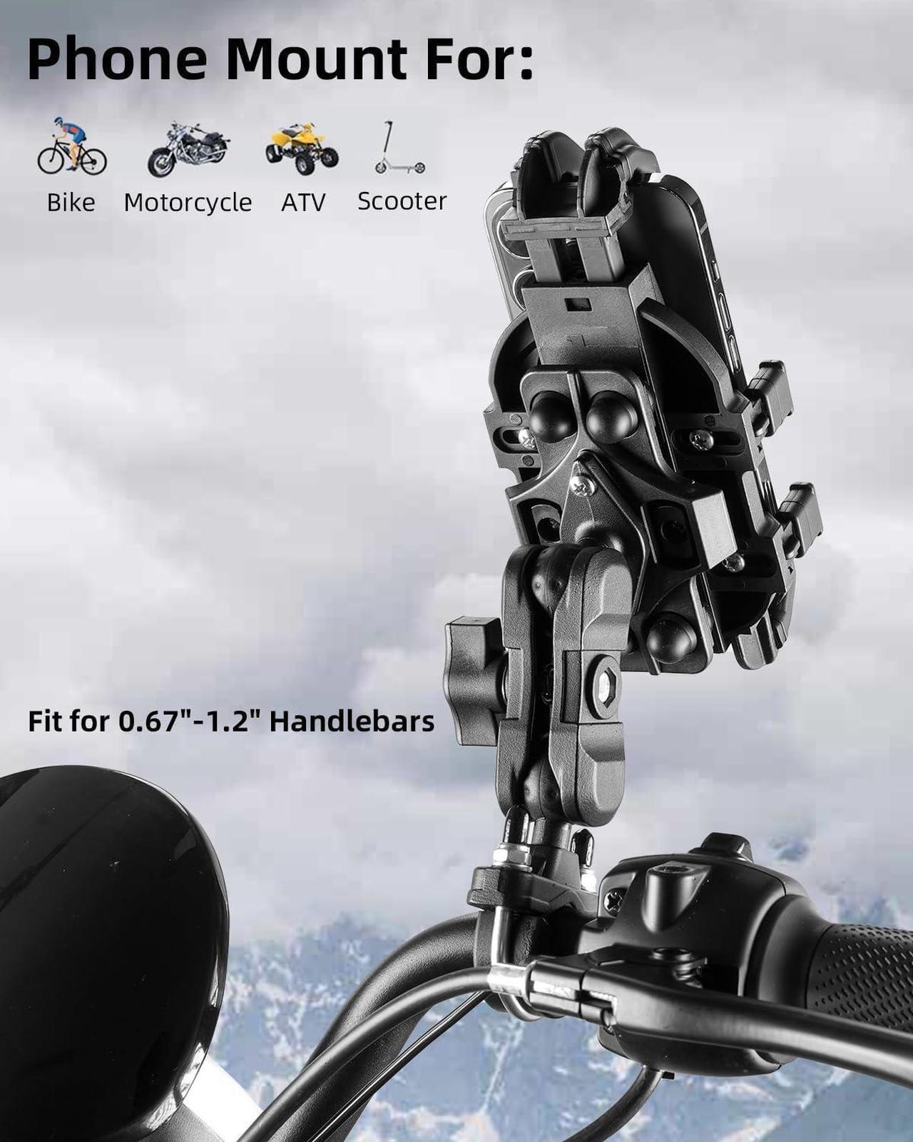 Alt view image 2 of 6 - ROCKBROS Motorcycle Phone Mount Anti Vibration, Universal Motorcycle Phone Holder Handlebar for Bike Bicycle Scooter ATV 4.7''-7.1'' Phones(Handlebar Mount)