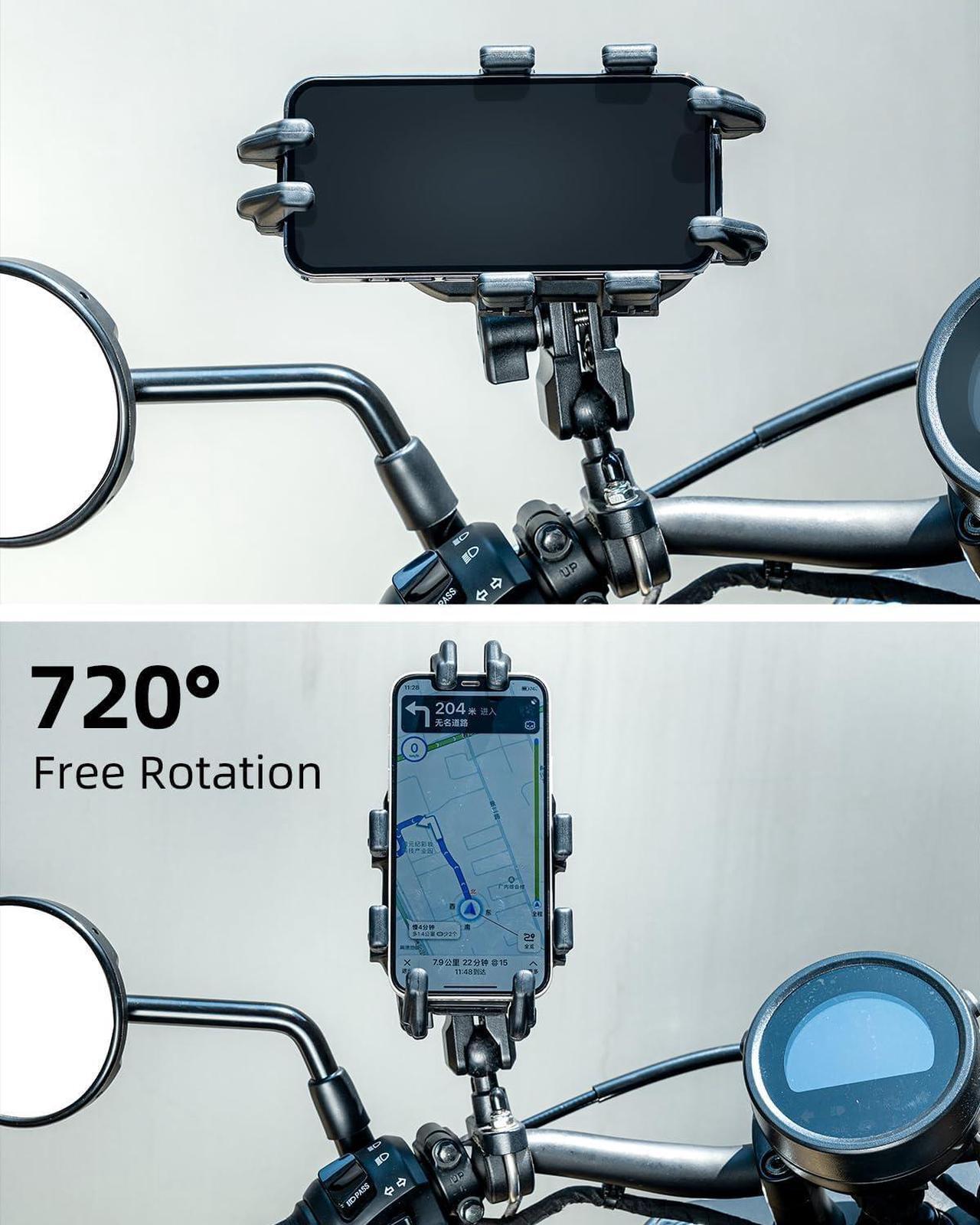 Alt view image 5 of 6 - ROCKBROS Motorcycle Phone Mount Anti Vibration, Universal Motorcycle Phone Holder Handlebar for Bike Bicycle Scooter ATV 4.7''-7.1'' Phones(Handlebar Mount)