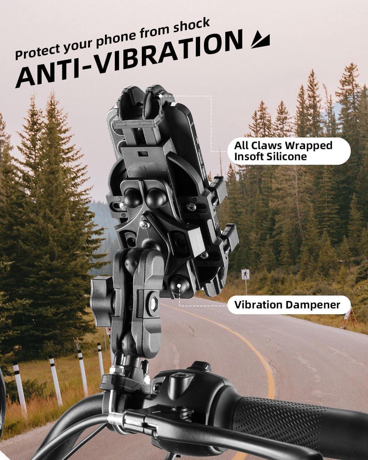 Alt view image 6 of 6 - ROCKBROS Motorcycle Phone Mount Anti Vibration, Universal Motorcycle Phone Holder Handlebar for Bike Bicycle Scooter ATV 4.7''-7.1'' Phones(Handlebar Mount)